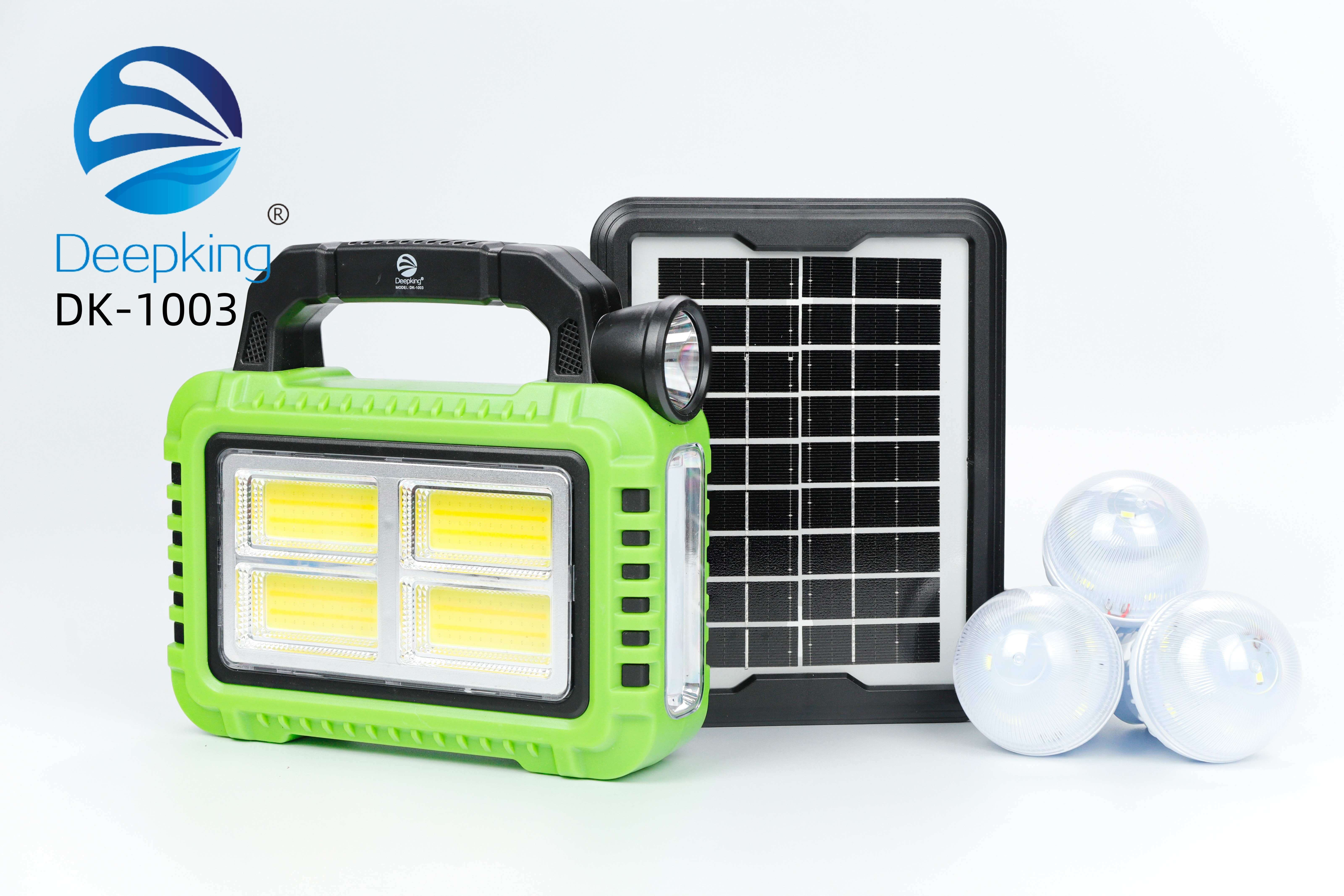 DeepKing 跨境  DK-1003 太阳能照明系统灯手机应急充电手电阅读灯多灯源户外野营露营灯