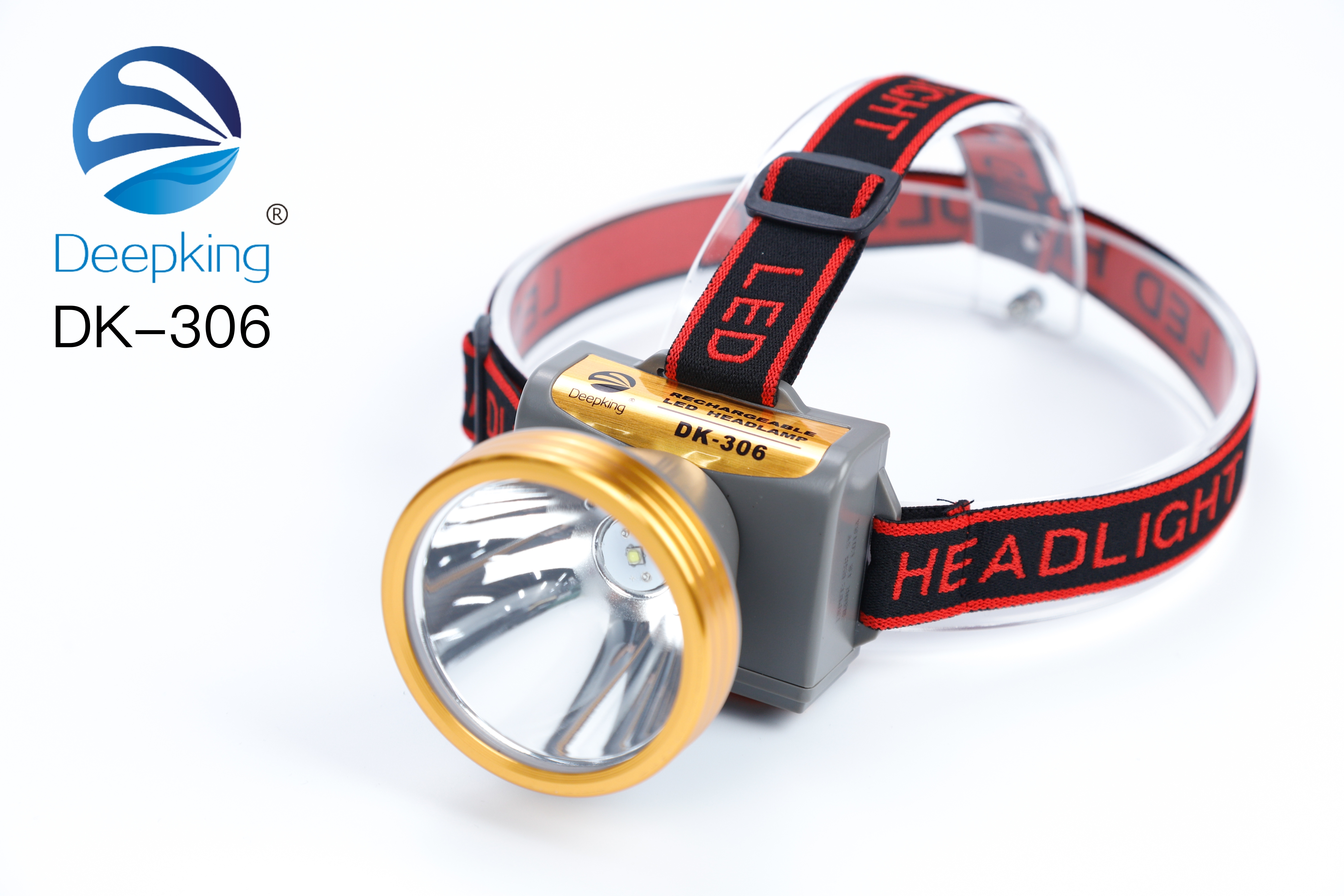 DeepKing Cross-border DK-306 Headlamp with strong light charging, ultra-bright lithium battery, mining head-mounted outdoor LED, ultra-long battery life, night fishing tube for patrol and flood control