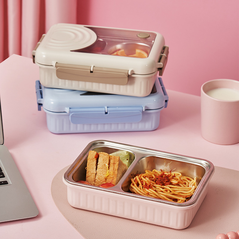 W16-WL-002 New stainless steel two-point insulated lunch box lunch box Students double-layer insulated lunch box details Picture