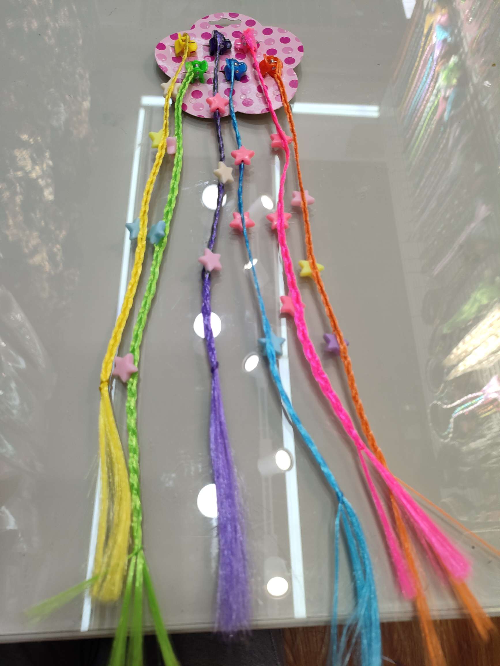 The new children's colorful scratch-and-clip small braid, a six-color mixed butterfly heart five-pointed star wig braid, performs a dirty braid