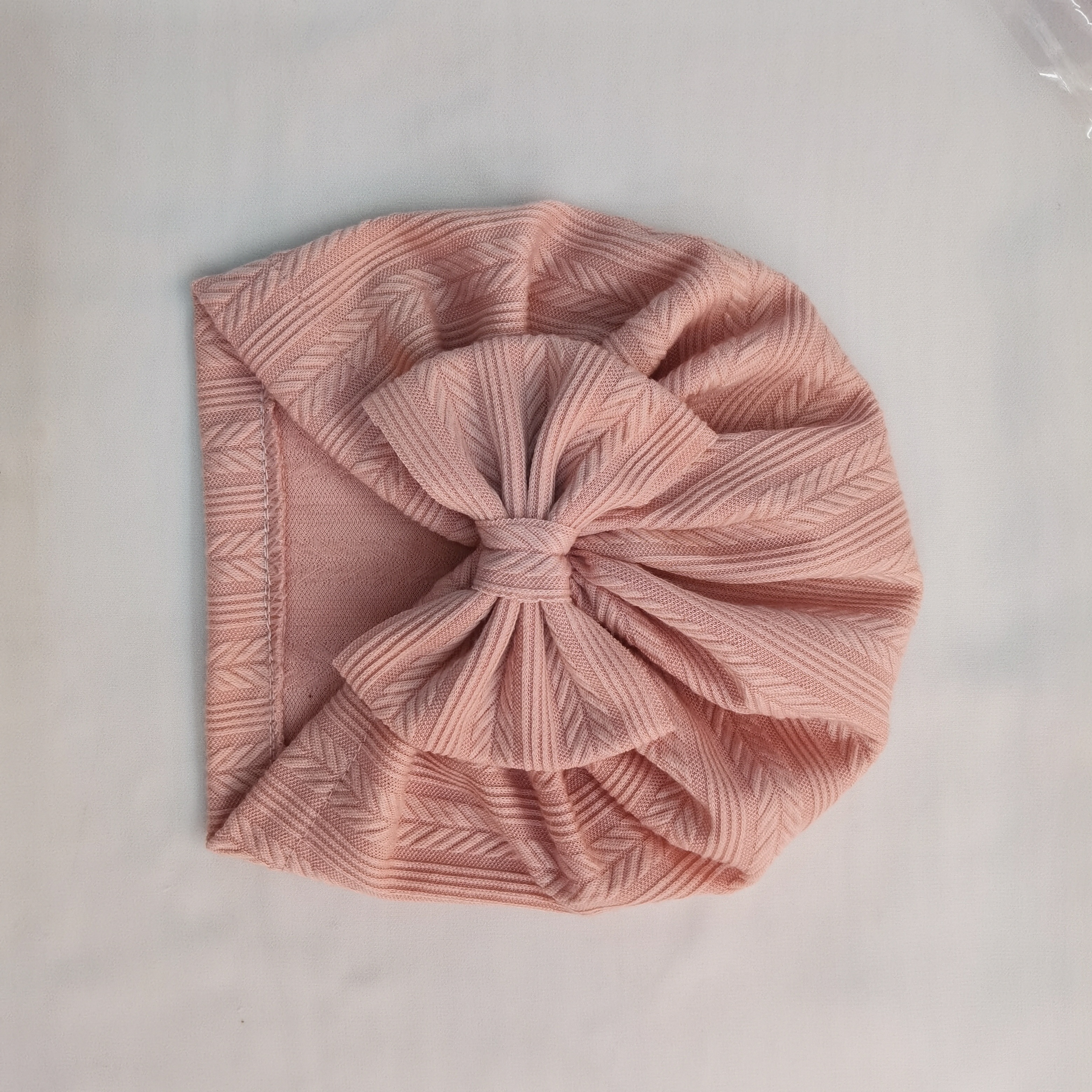 欧美新品宝宝包头帽婴儿纯色提花纹蝴蝶结帽子儿童印度帽