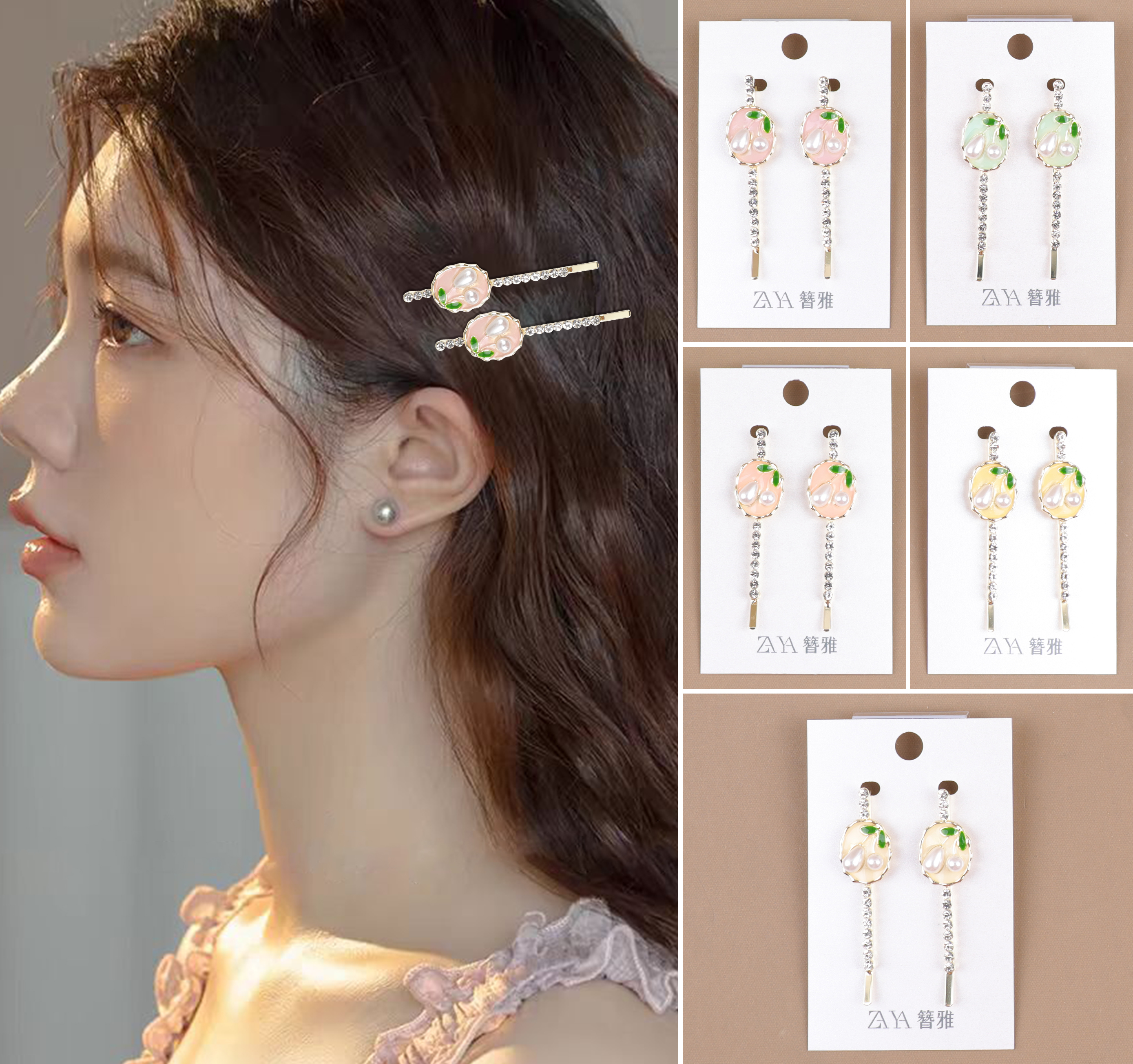 Cute woolen knitted cherry hair clips, hand-woven side clips of Korean flowers, women's accessories, hair accessories wholesale headwear 11111