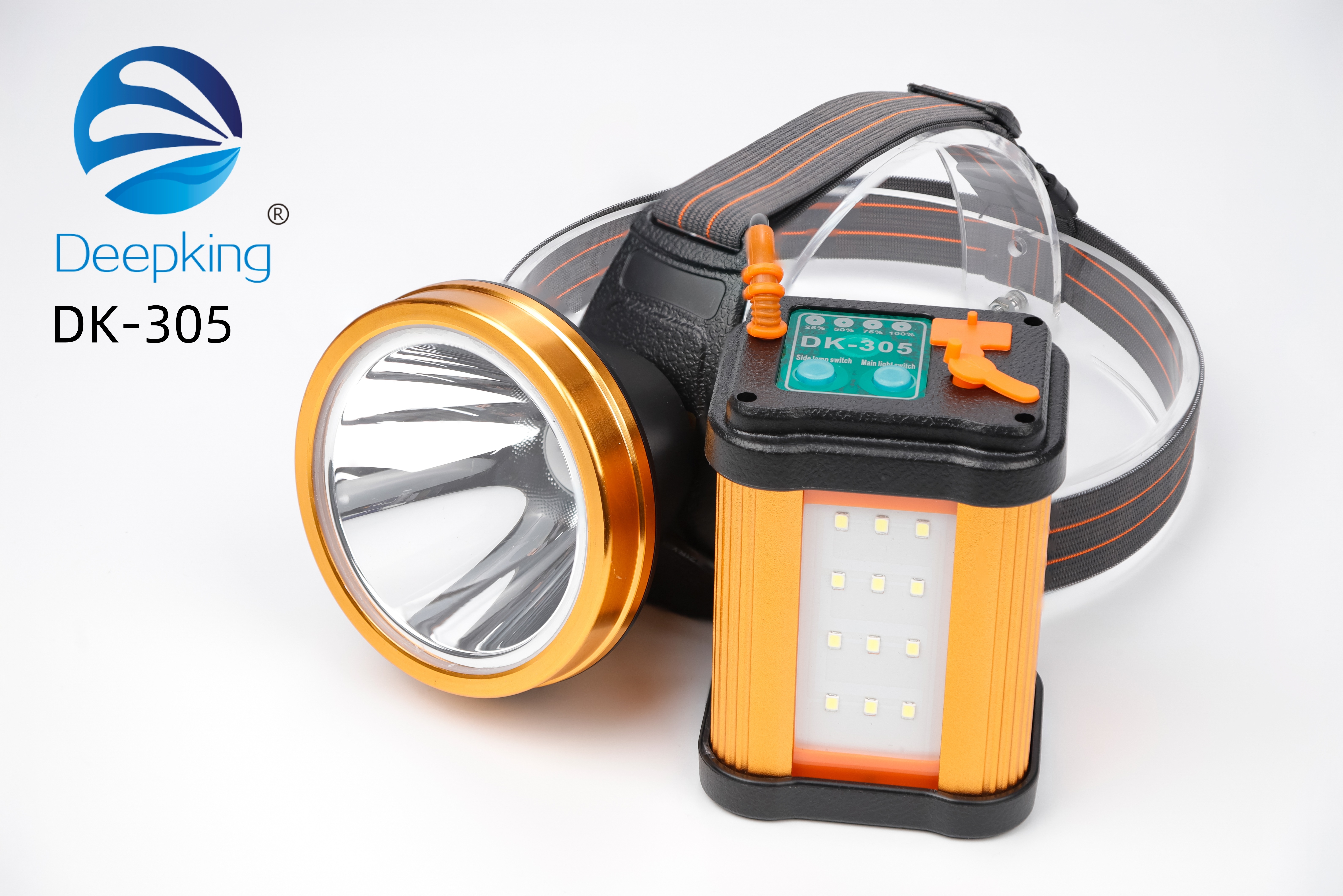 DeepKing Cross-border DK-305 Strong Headlight, ultra-bright rechargeable head-mounted flashlight, outdoor long-range shooting, ultra-long battery life, lithium battery lighting, miner's lamp, yellow light