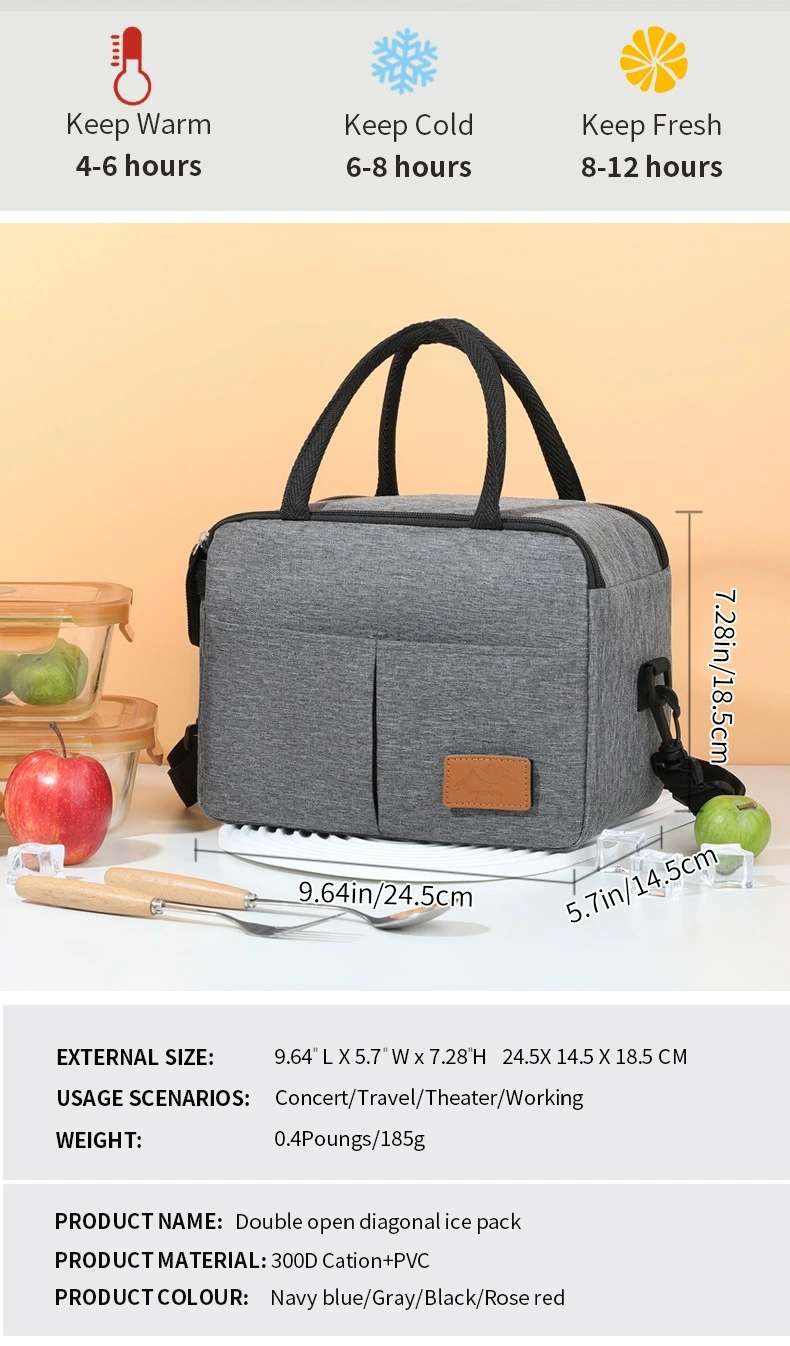 New cross-border Amazon multi-functional lunch bag, office workers' rice preservation ice pack, insulated lunch box bag, insulated bag detail image 13