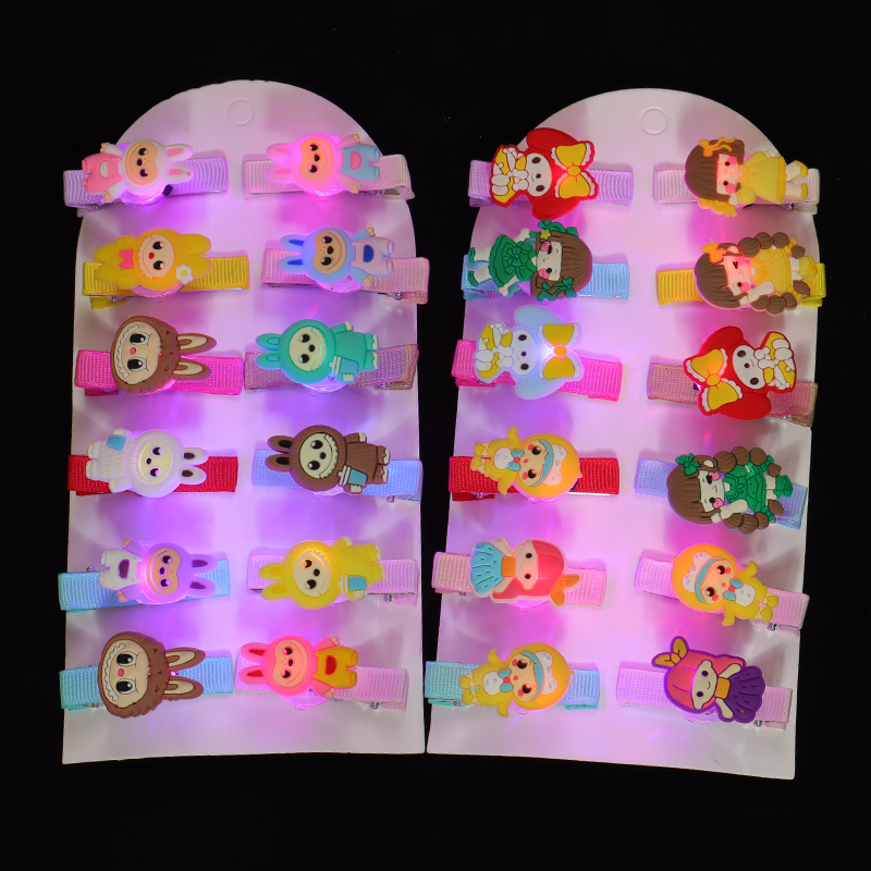 儿童卡通发光发夹夜市地摊热卖发光小玩具幼儿园学生奖品小礼品热门款LED发夹详情7