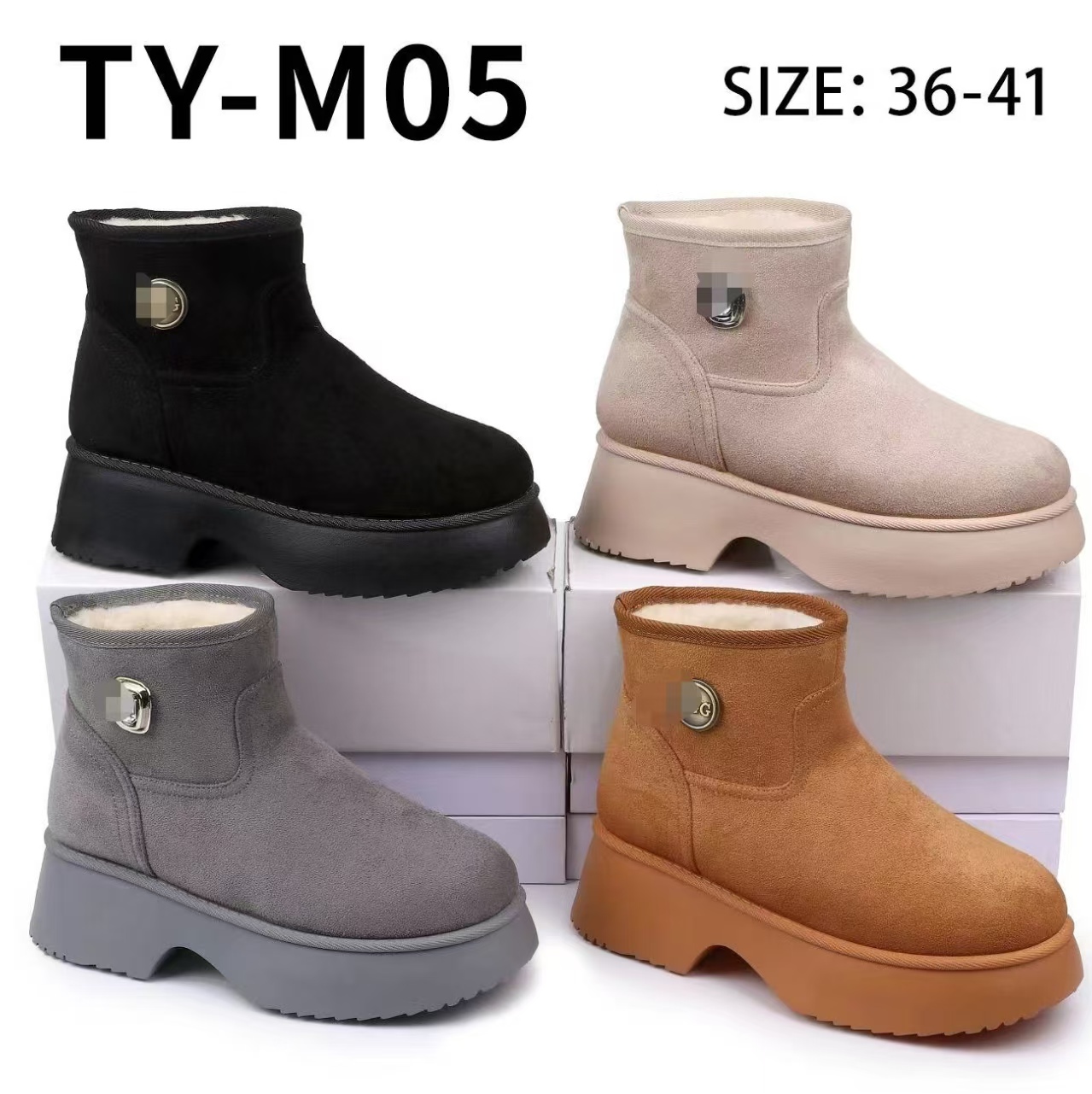 雪地靴女式时尚 冬季厚底带跟款snow boots