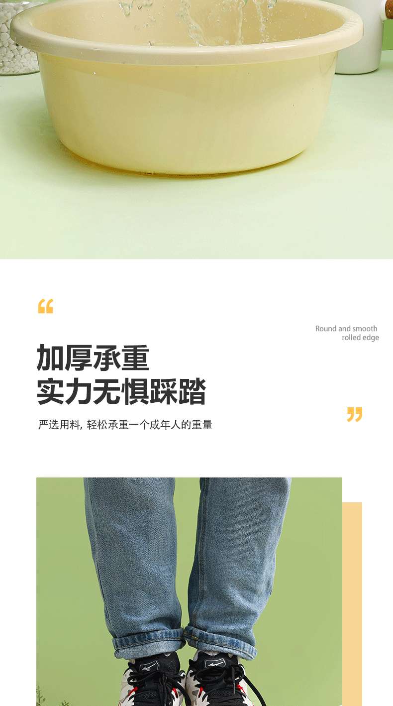 X40-852加厚家用塑料洗脸盆厨房卫生间洗菜洗衣盆学生宿舍塑料盆详情图6