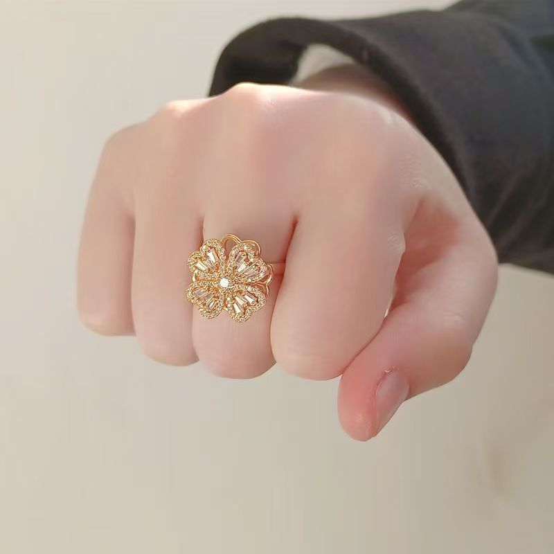 戒指女气质冷淡风时尚满钻圆形几何百搭戒指饰品批发