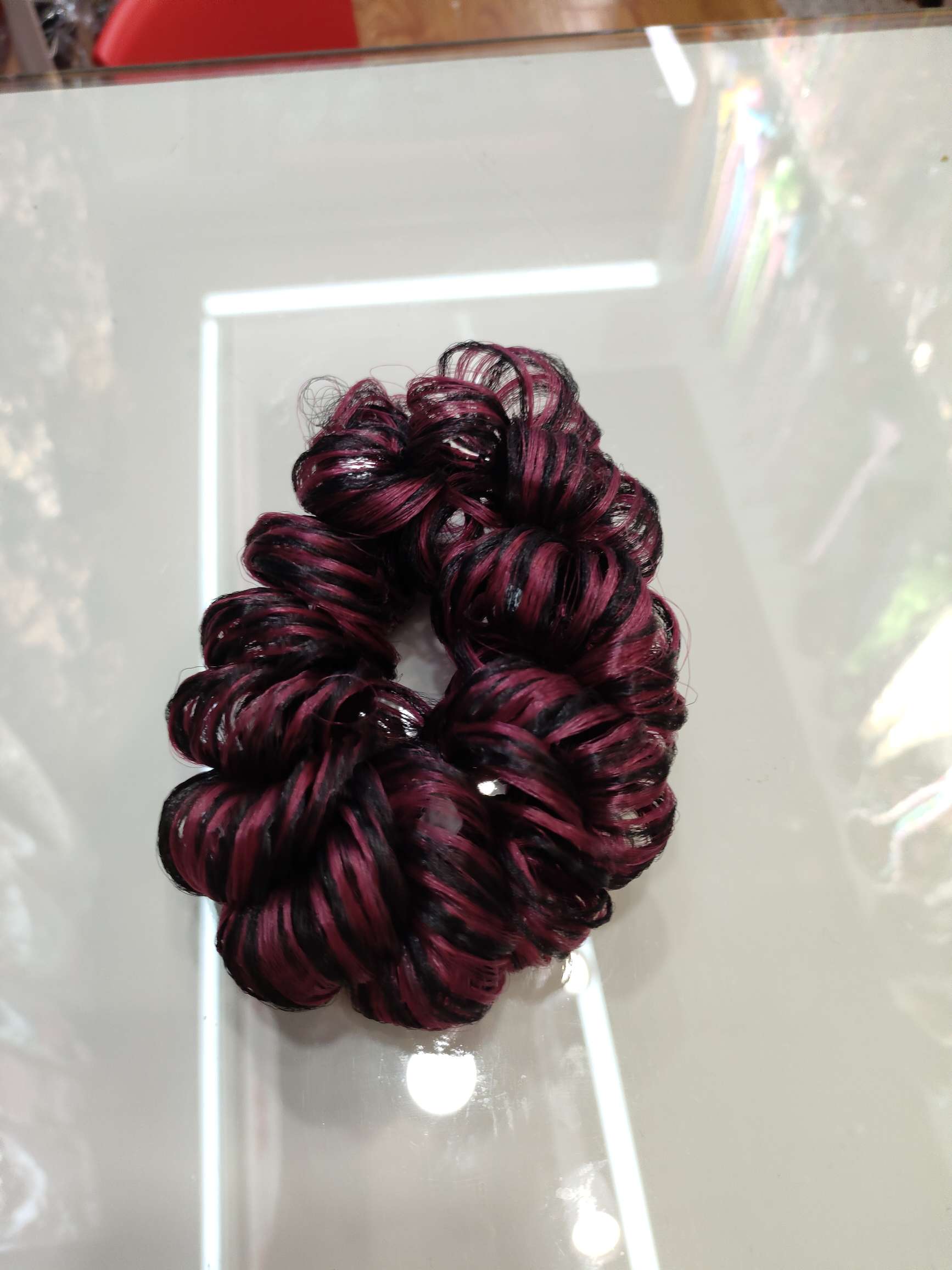 Rubber rope elastic false hair, hair band wig, hair flower, big flower roll headwear, bun wig