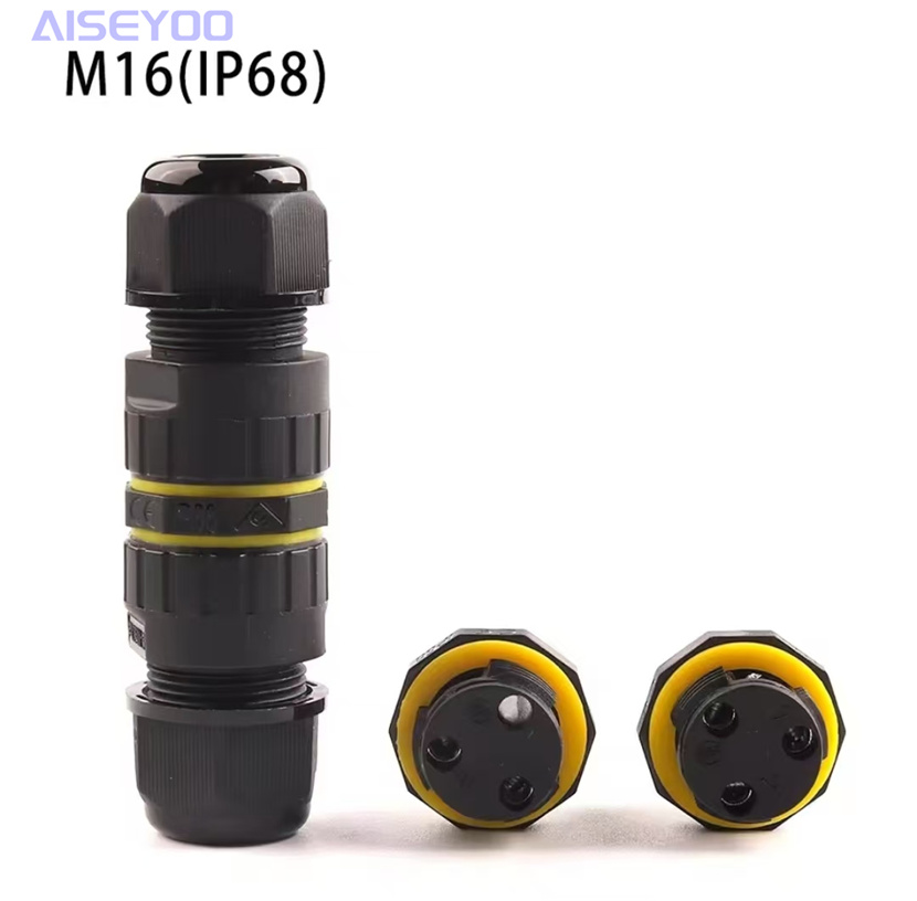 绝缘免焊户外防雨IP68-M25S快速格兰头塑料M 电缆接头电线连接器 防水连接器三芯户外尼龙电缆防水接头 