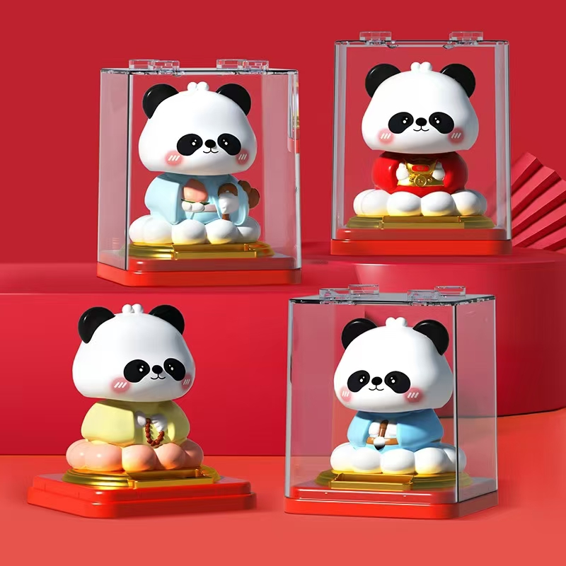 熊猫考神/熊猫财神/熊猫如来/熊猫寿仙 大号3寸太阳能摆件详情图5