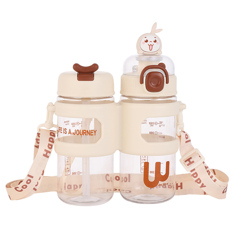 X152-XBD-2025 new high appearance level branch warehouse double drink portable water cup students cute net red children plastic Item Picture