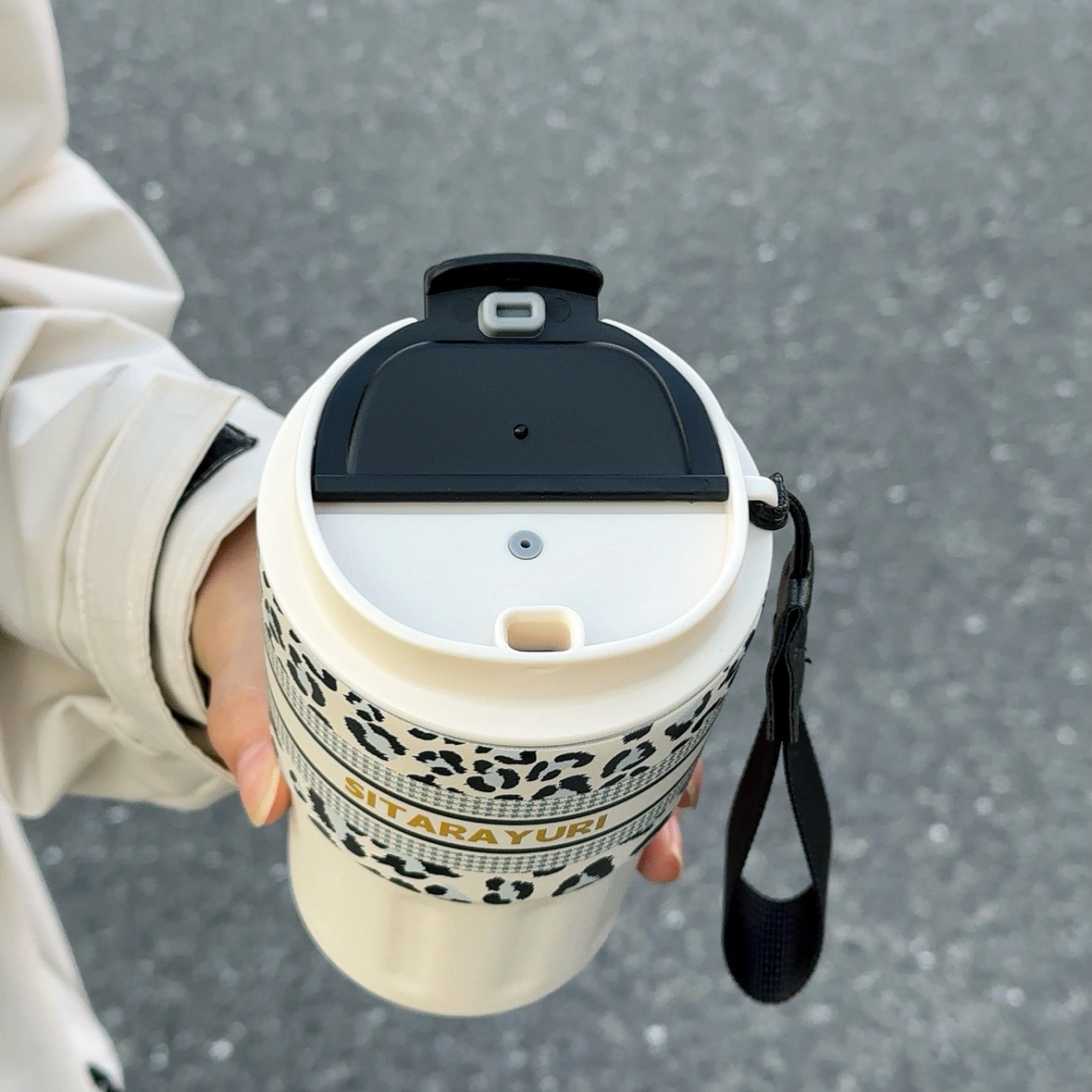 SITARAYURI's new 3D leopard print insulated cup, a stainless steel coffee cup for girls detail image 7