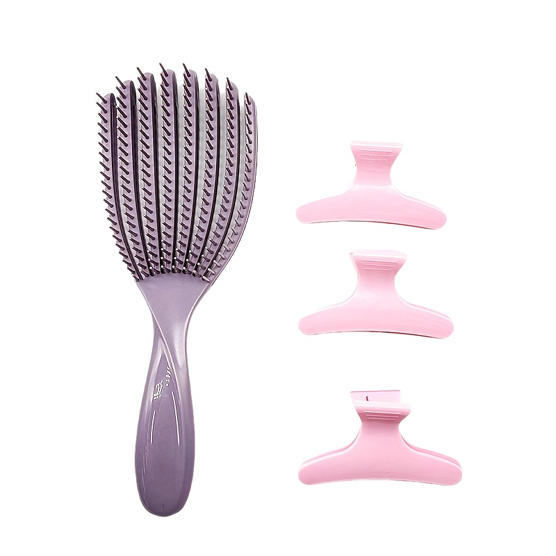 Manufacturer's hair comb set of 4 pieces: eight-prong comb, nine-row comb, bristle comb, pointed tail comb, dual-purpose eyebrow brush, and styling comb