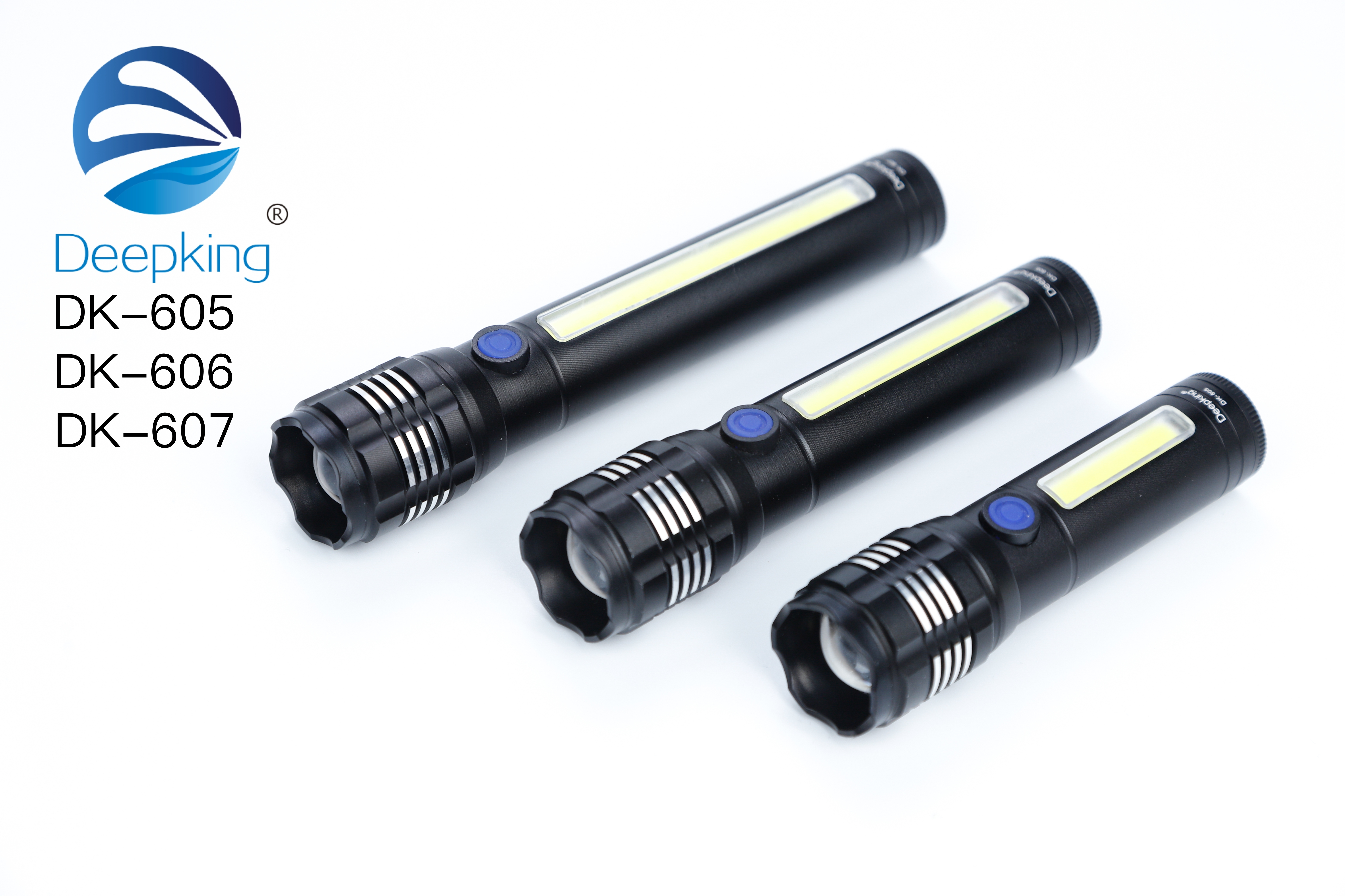 DeepKing Cross-border DK-605.606.607 Ultra-bright Metal Strong light rechargeable flashlight, long-range Mini Prime, Home Outdoor waterproof Lithium battery, Long battery life