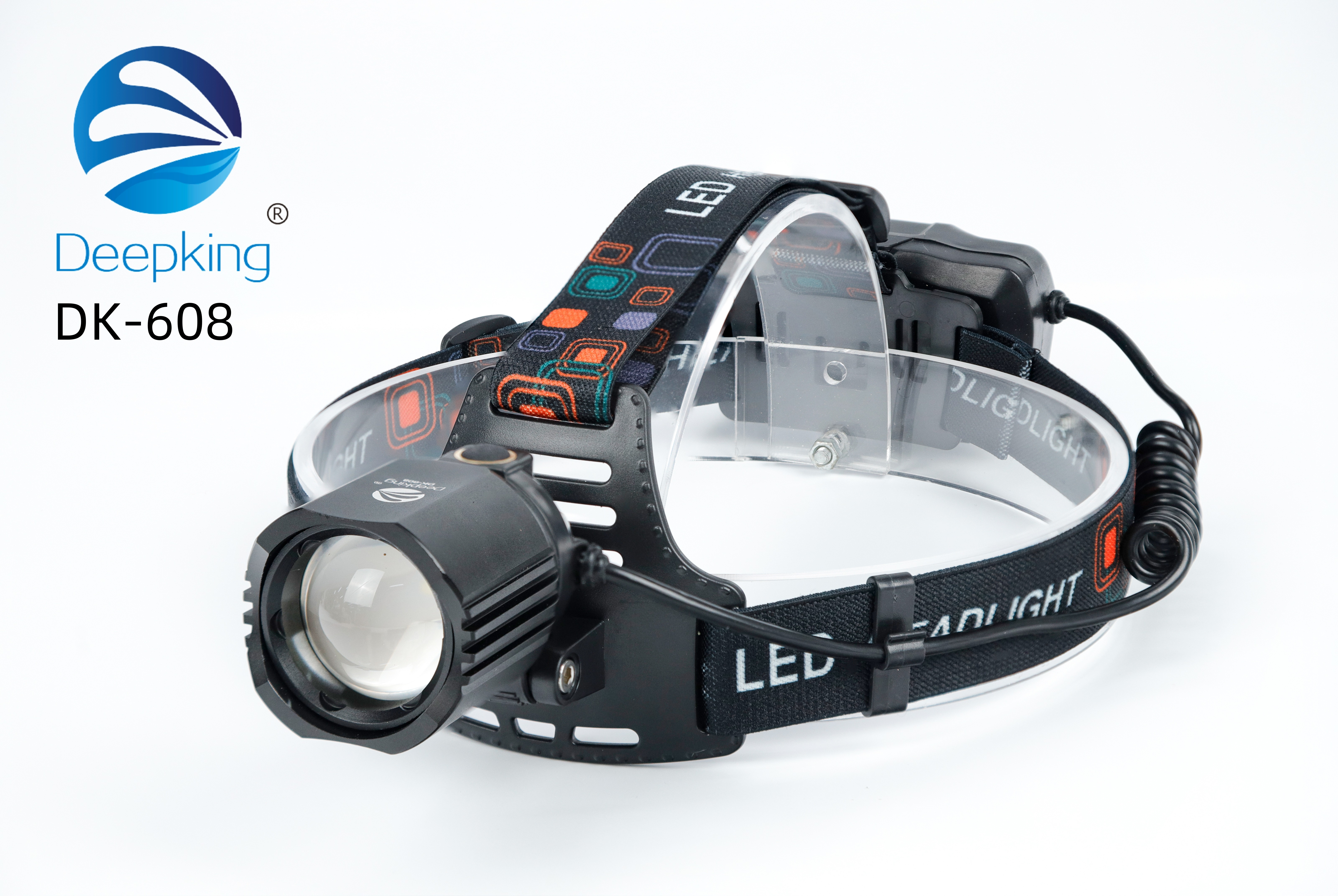 DeepKing Cross-border DK-608 Headlamp, powerful charging, ultra-bright, head-mounted, ultra-long battery life, sensor night fishing lighting lamp, LED long-range flashlight
