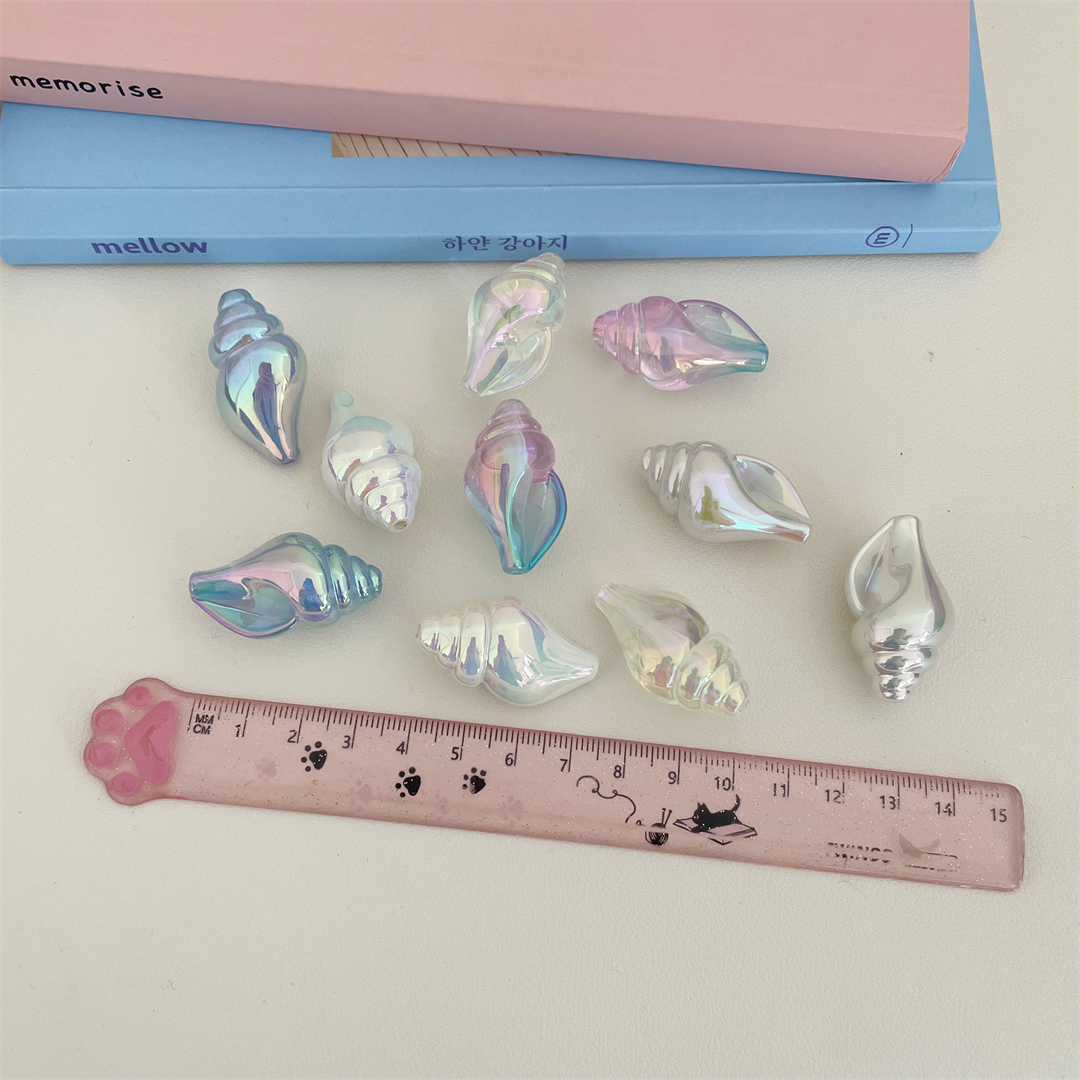 亚克力双色uv镀彩直孔海螺珠幻彩通孔海螺散珠DIY手机链串珠配件详情3