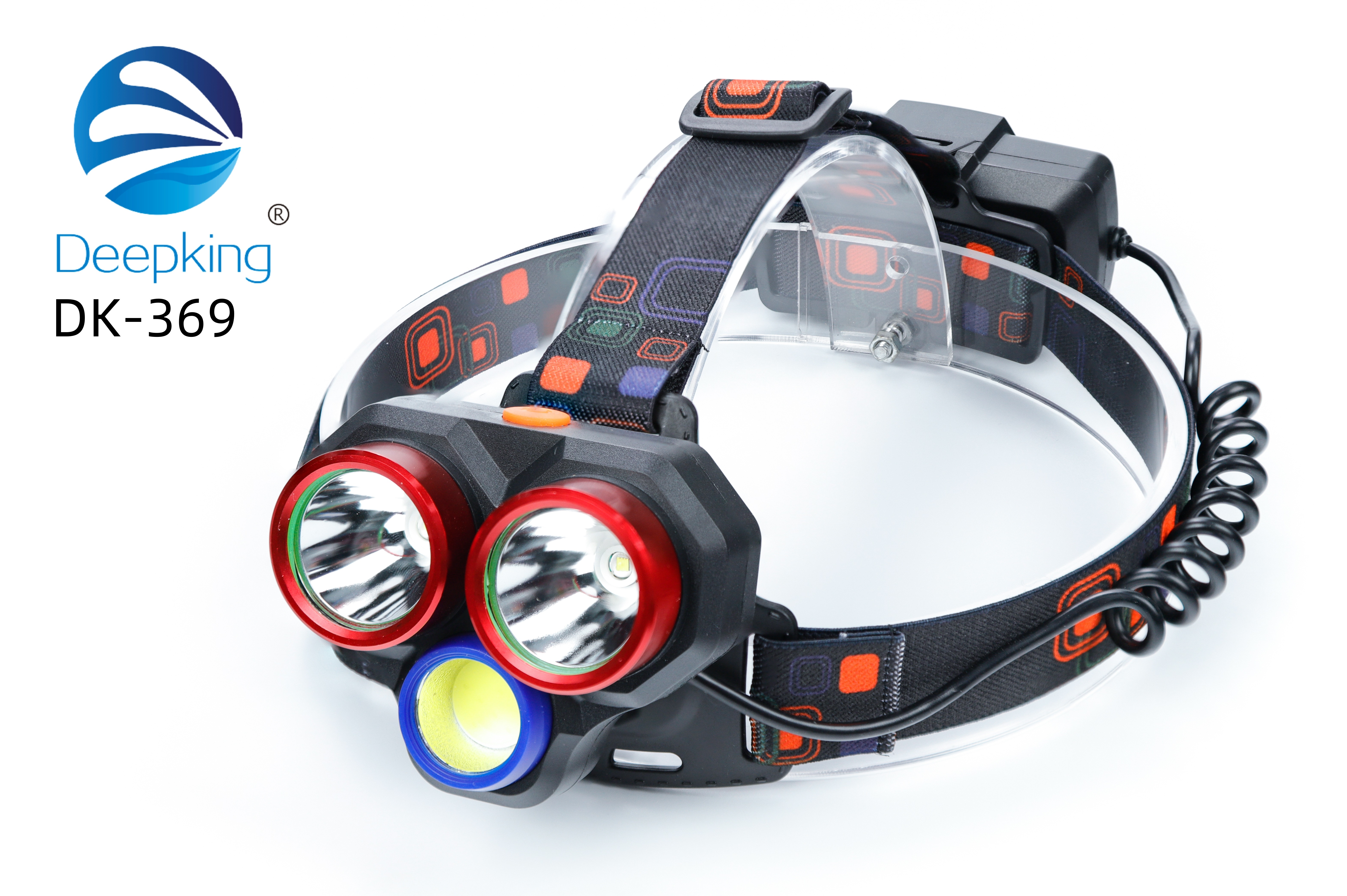 DeepKing Cross-border DK-369 Multi-functional Rotating focusing charging LED+COB Outdoor Strong light Head, waterproof night Fishing high-power flashlight