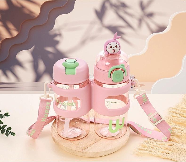 X152-XBD-2025 new high appearance level branch warehouse double drink portable water cup students cute net red children plastic undefined