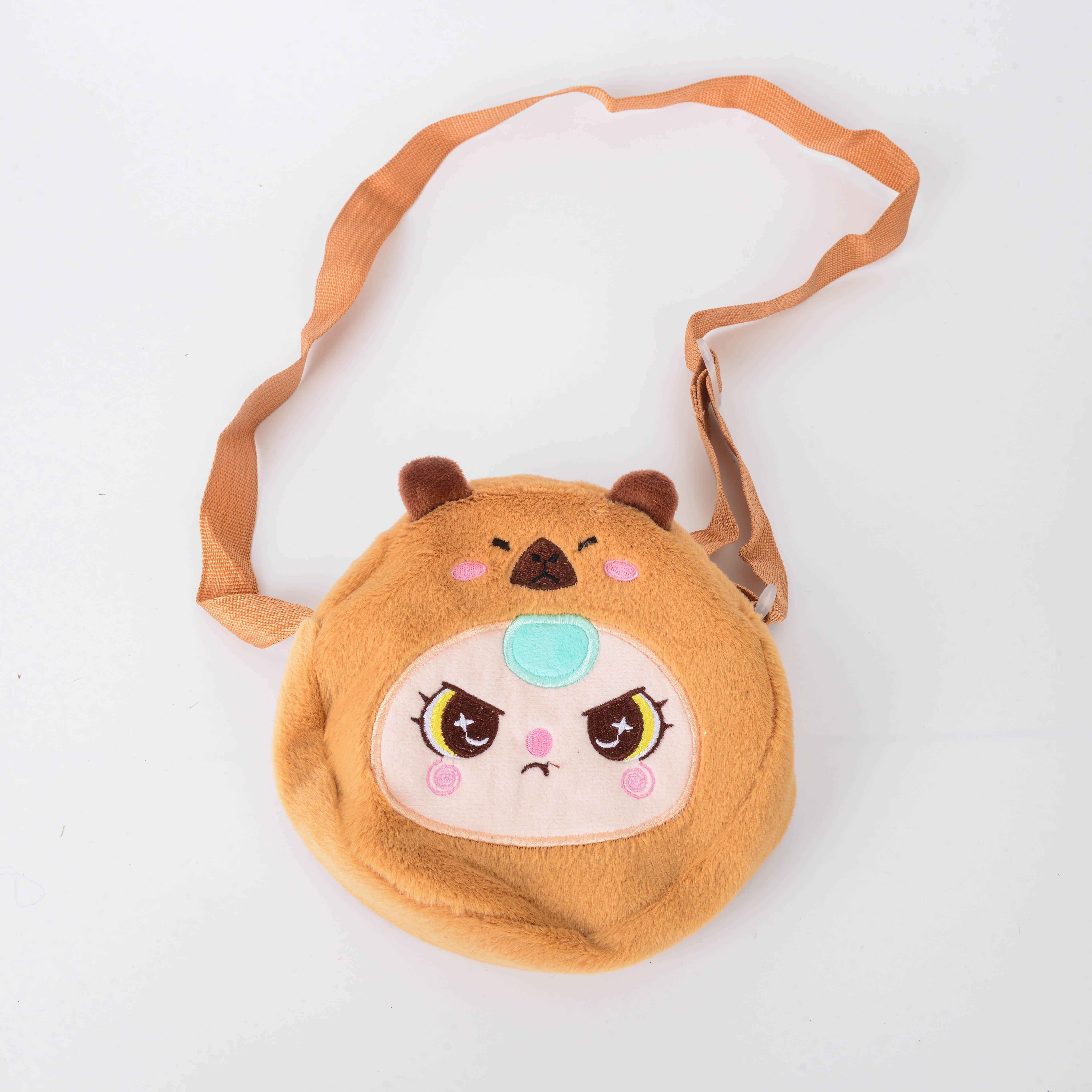 Cute cartoon anime round small wallet, plush toy earphone case, key hanger Specification image
