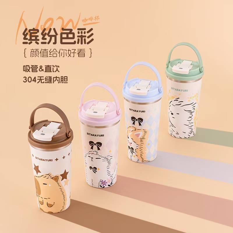 Fashionable dual-drink portable Capibara 3D coffee cup detail image 4