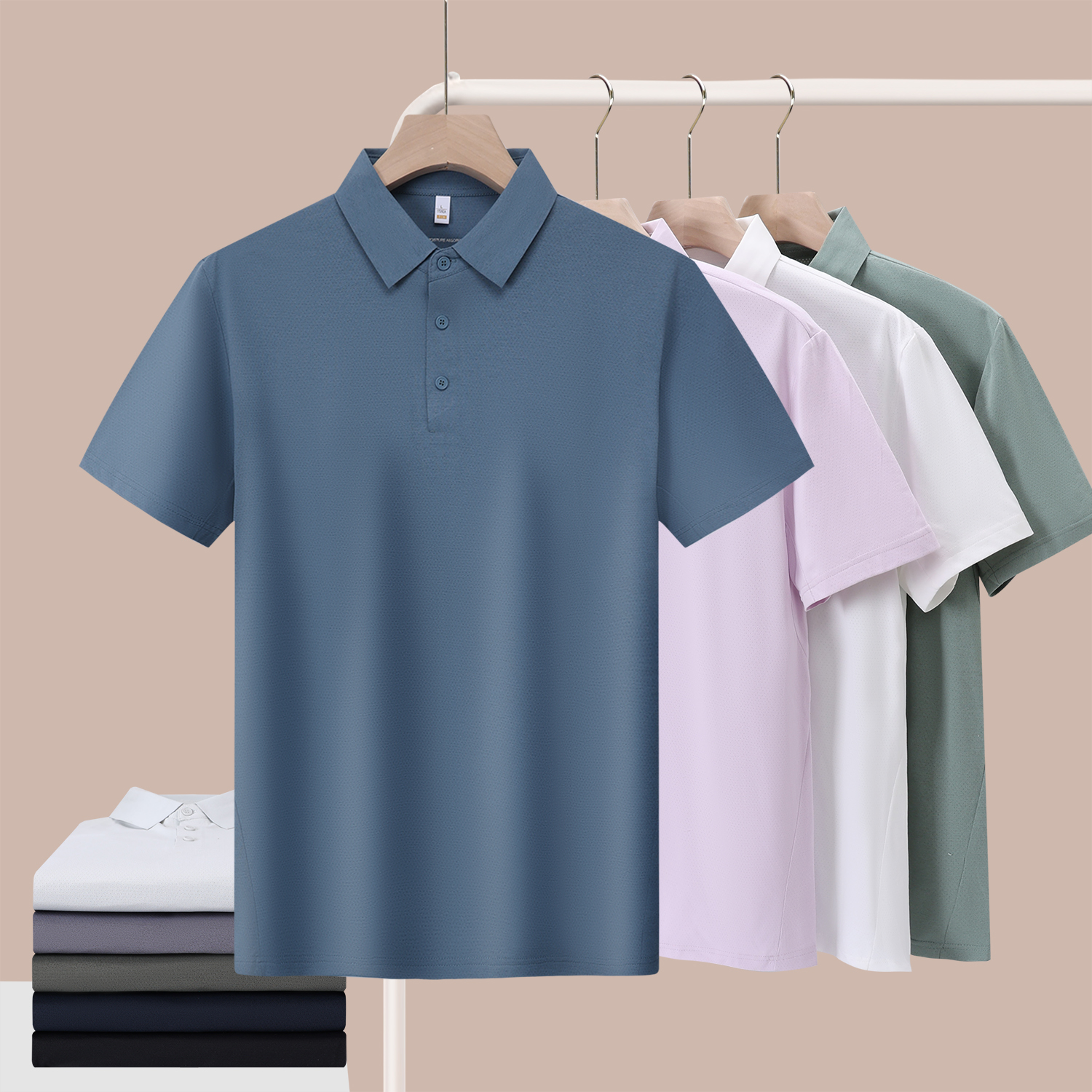 4-5615#S-7Xl Solid Color United States Dupont Solona Men's Polo Shirt Custom T-Shirt Overalls Short Sleeve Work Clothes Pure Cotton Group Construction Advertising Shirt Customized Team Clothing Printing Logo
