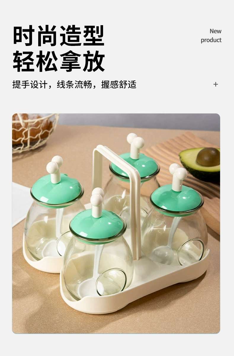 S87-SQC-7722 Kitchen glass seasoning box Transparent four-compartment portable household seasoning box Application Scenario