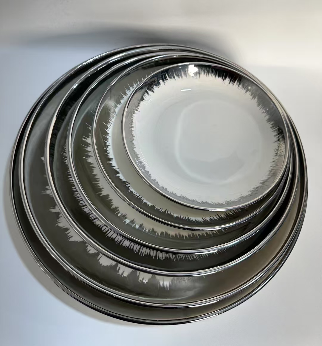 陶瓷盘子酒店特色餐具电镀陶瓷盘碗电镀盘子