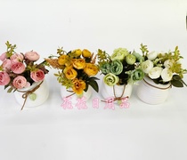 Artificial flower fake flower bonsai ceramic pot flower bud decoration