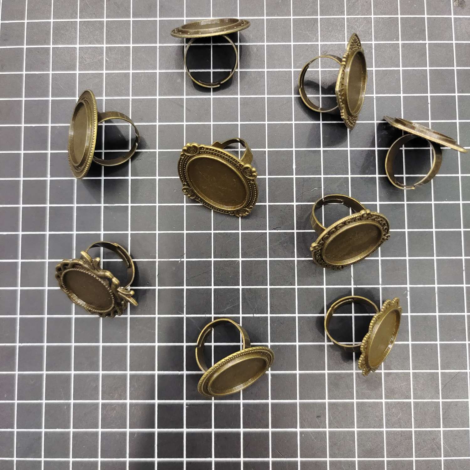 环保合金戒指底台 朋克戒指 个性DIY戒指 椭圆 圆形戒指详情图2