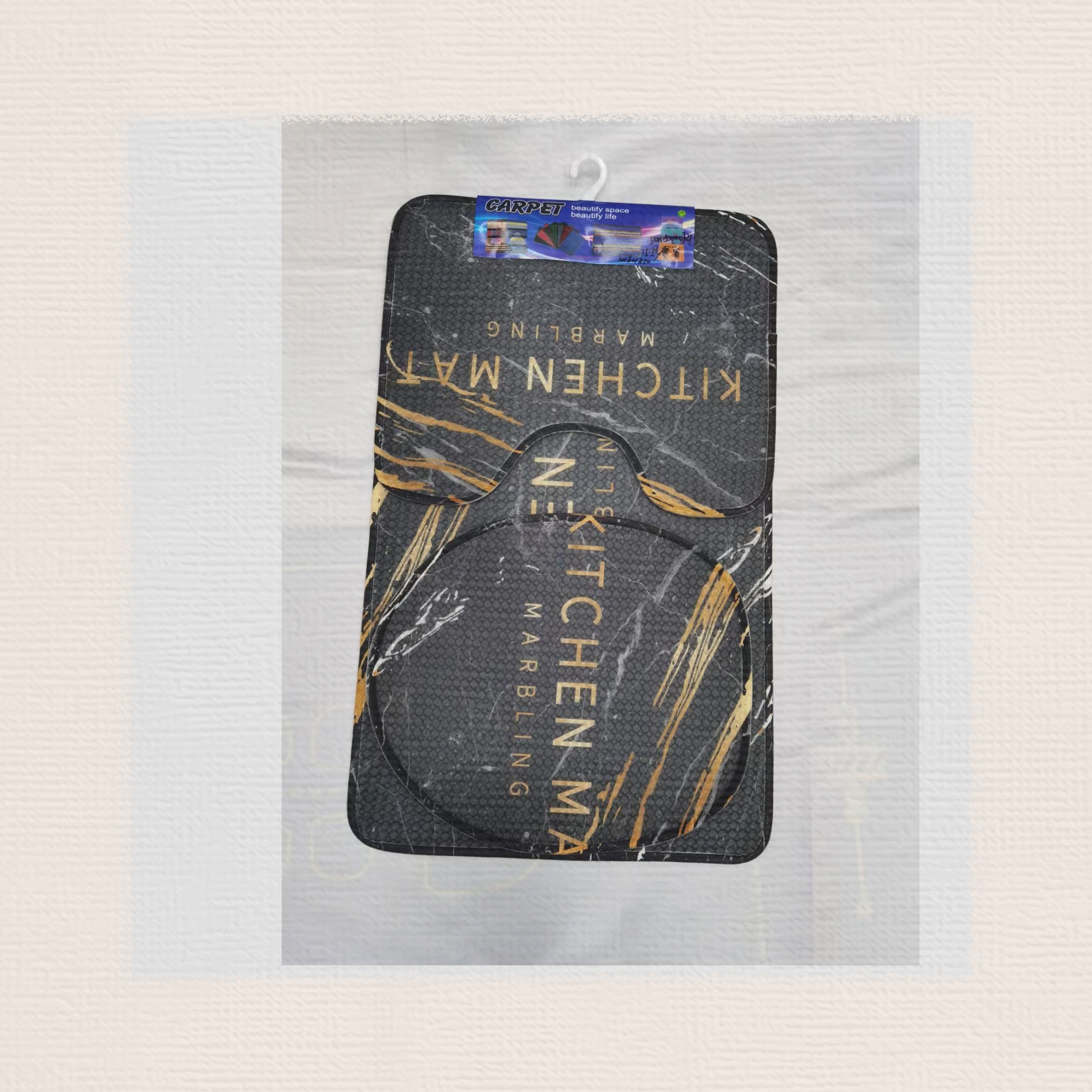 Honeycomb mesh printed toilet 3-piece set, floor mat, anti-slip mat, foot mat, bathroom mat, toilet combination mat set, with multiple patterns, can be made. The product quality is good, with 30 sets per piece details Picture