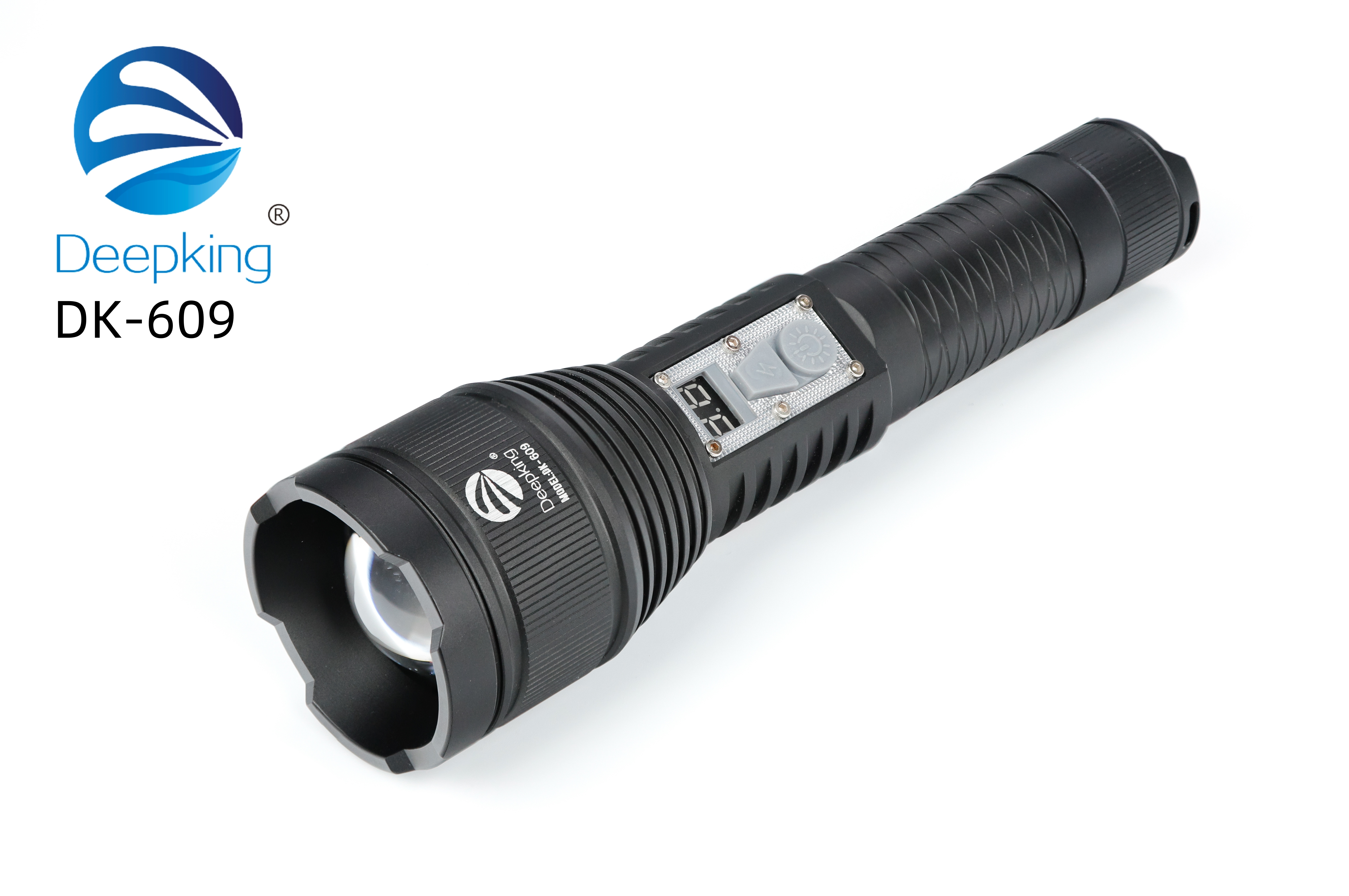 DeepKing crossover DK-609 metal súper brillante luz brillante linterna recargable larga distancia mini enfoque fijo hogar al aire libre litio resistente al agua eléctrico larga duración