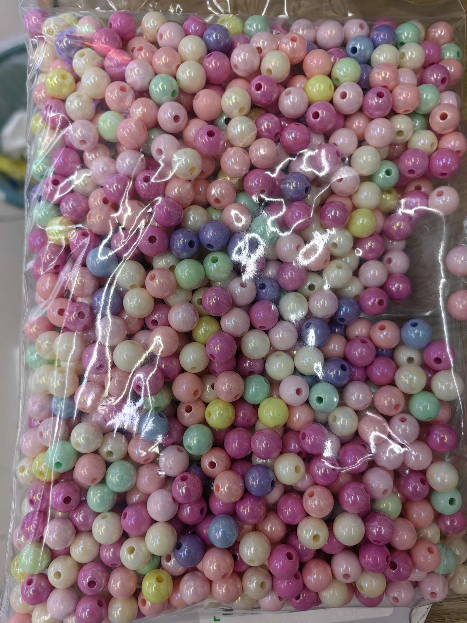 8 rows of AB colored beads