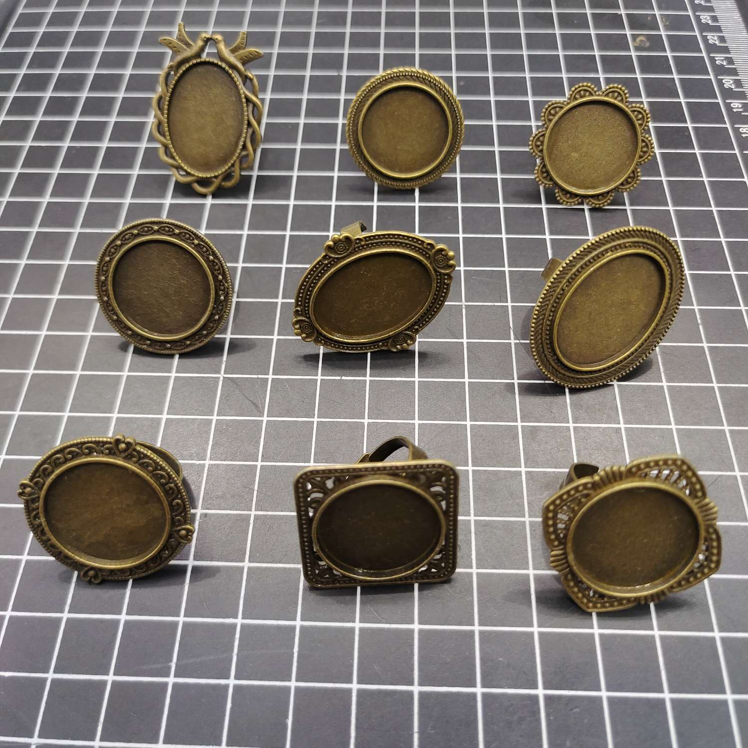 环保合金戒指底台 朋克戒指 个性DIY戒指 椭圆 圆形戒指详情图3