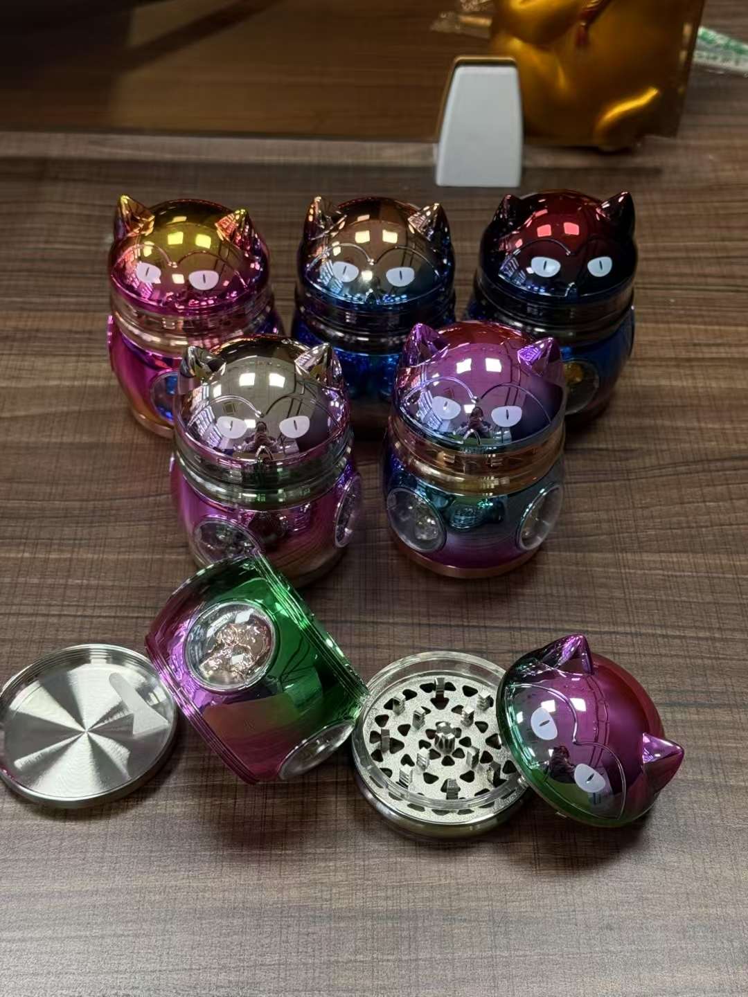 磨烟器，烟具，招财猫磨烟器，锌合金