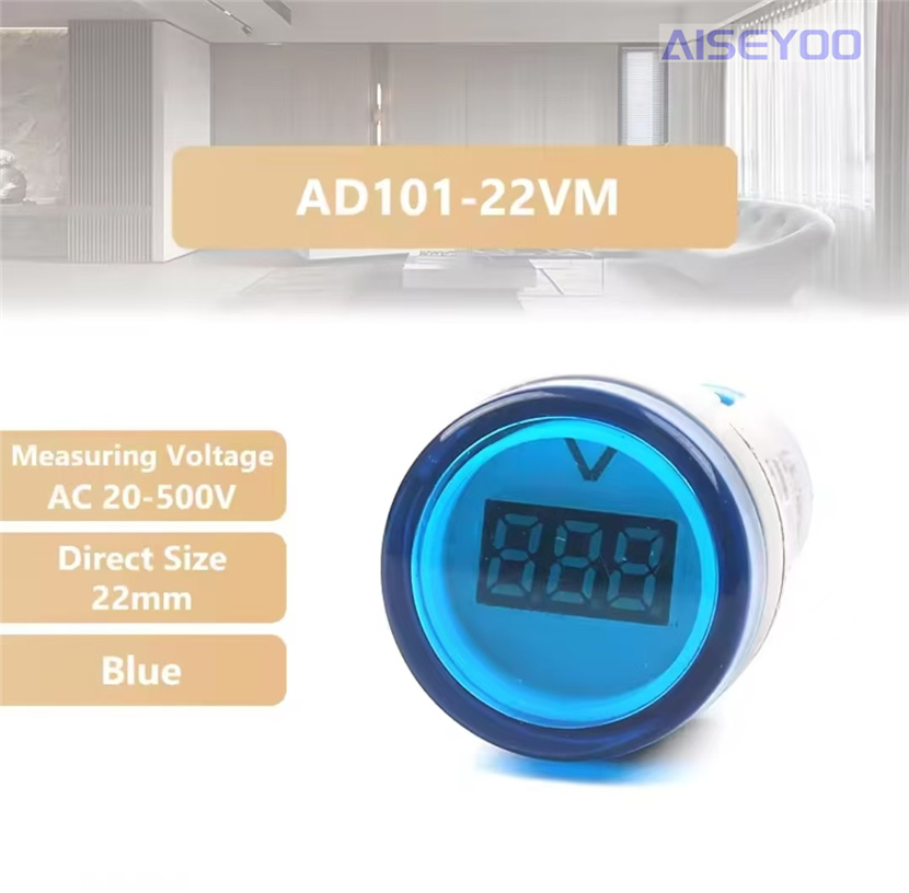 The AD101-22VM DSV is equipped with a three-digit voltage display indicator light. The AC20-500V is a red, green, yellow, blue and white small digital circular voltage meter with a voltage display indicator light pic 12