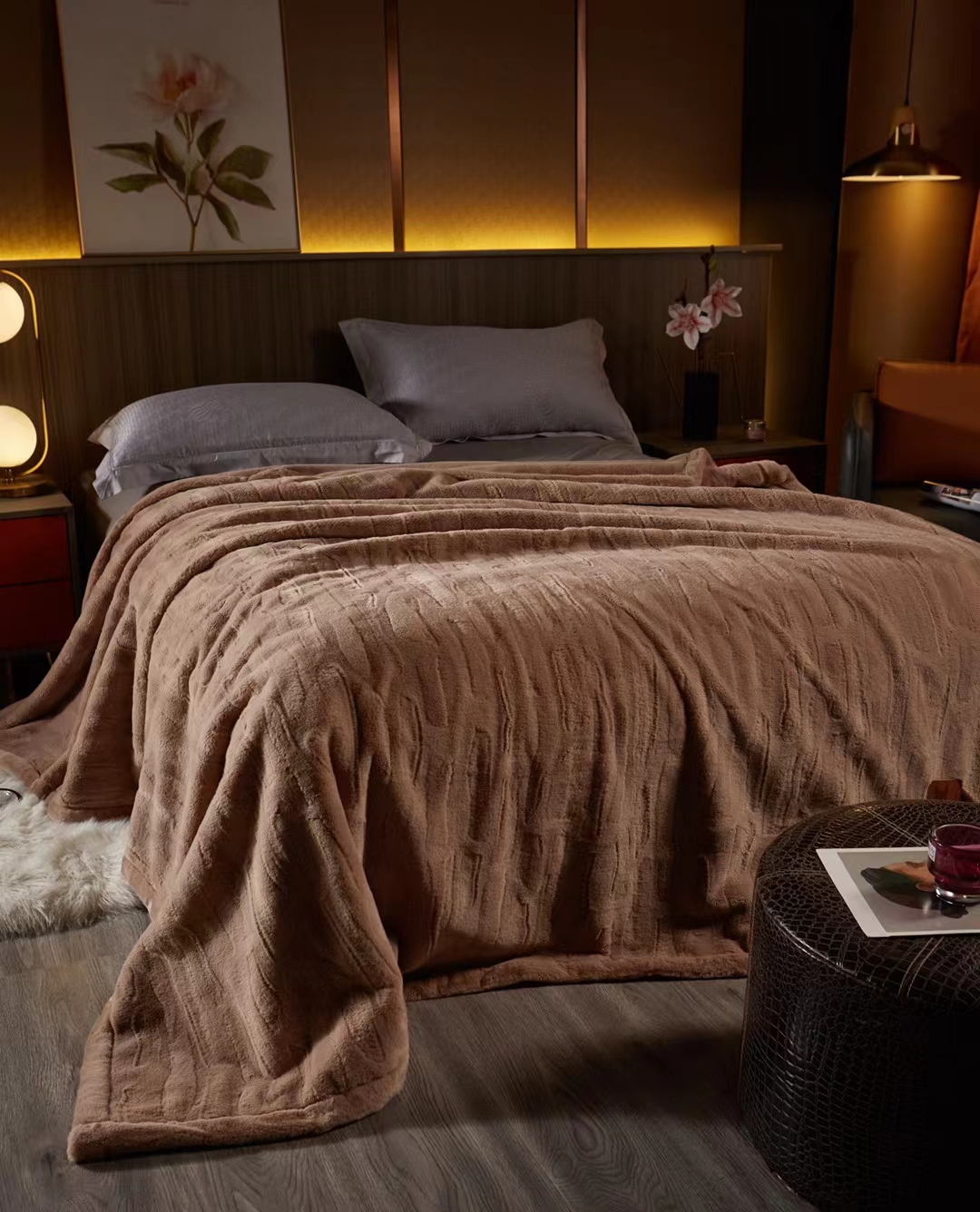 New 2025 fur blanket, solid color embossed blanket, Raschel blanket, water ripple blanket, gift single person blanket, 2.6 pic 7