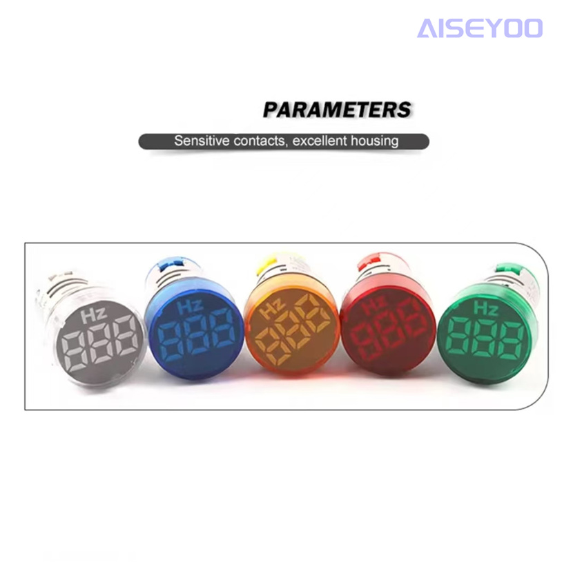 AD101-22HZ universal power frequency signal indicator light, 22mm digital Hertz meter led circular indicator light, circular digital tube high-brightness indicator light signal light Item Picture