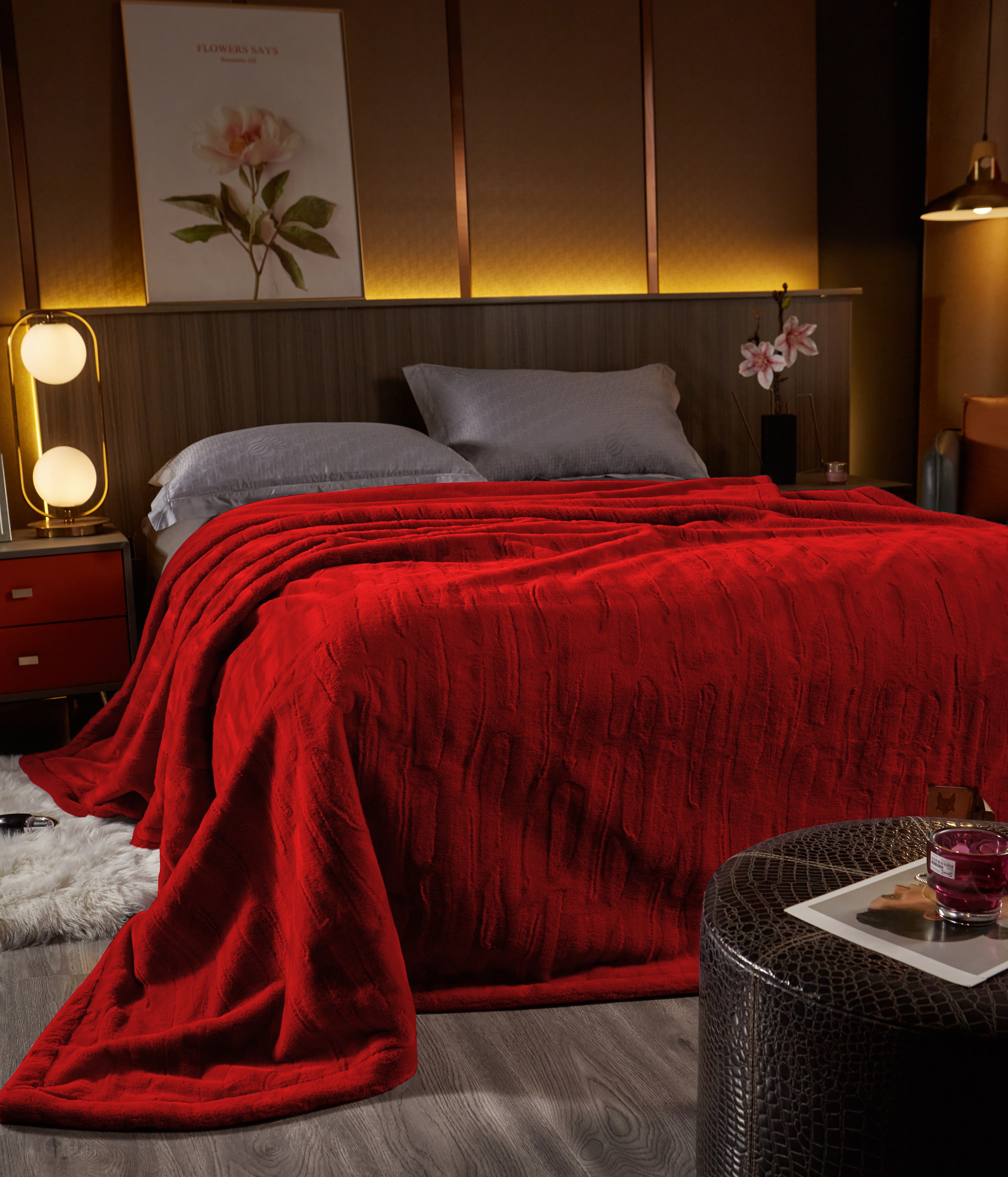 New 2025 fur blanket, solid color embossed blanket, Raschel blanket, water ripple blanket, gift single person blanket, 2.6 pic 3