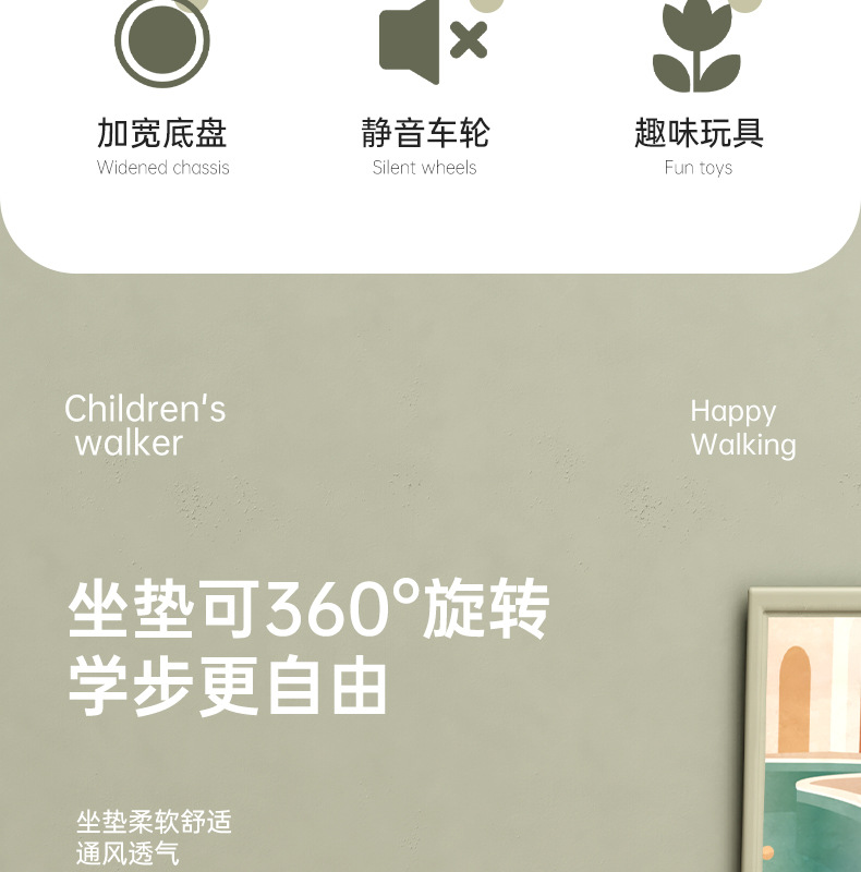 婴儿学步车防O型腿多功能防侧翻男女宝宝助步学走路车早教玩具车 详情图2