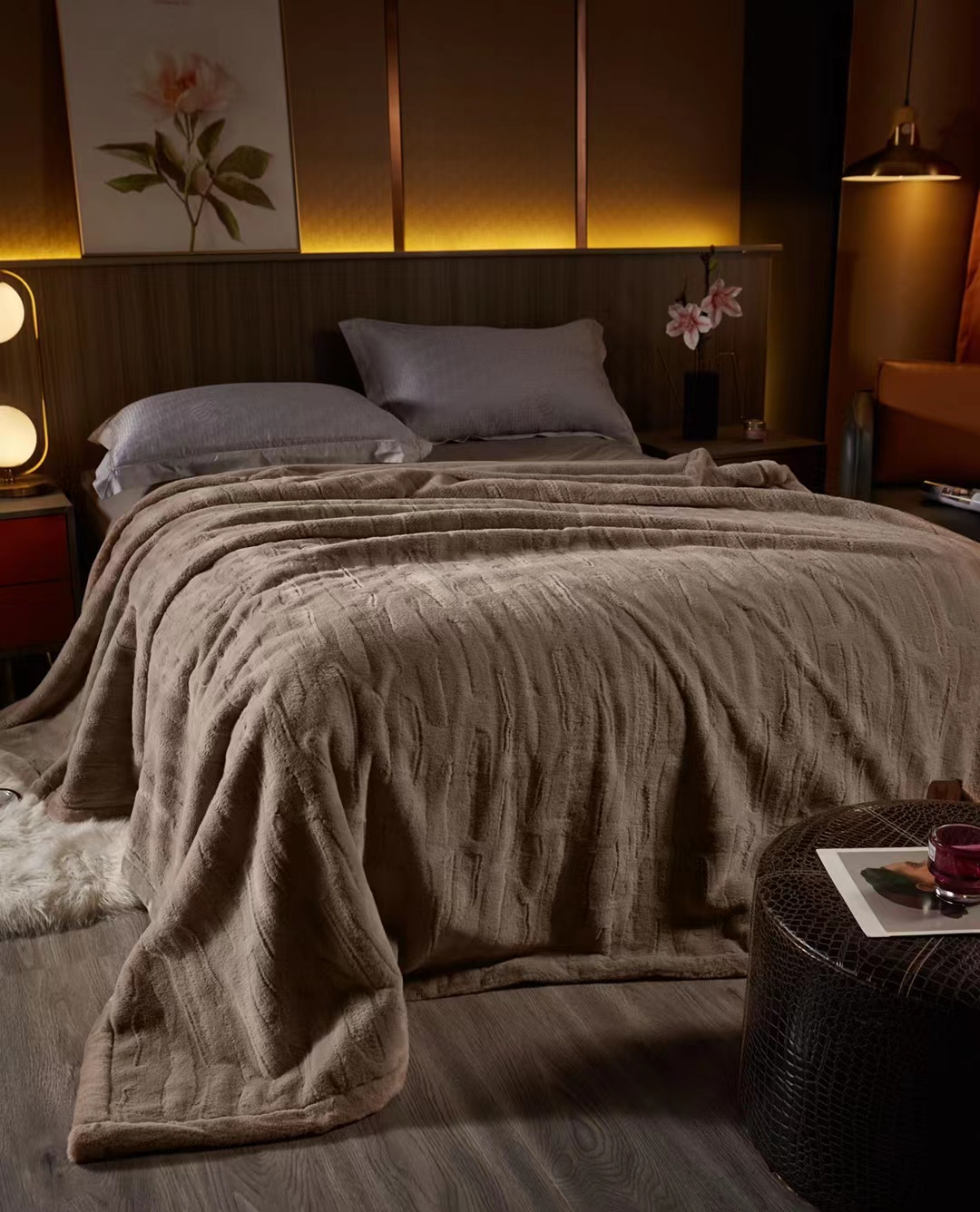 New 2025 fur blanket, solid color embossed blanket, Raschel blanket, water ripple blanket, gift single person blanket, 2.6 pic 9