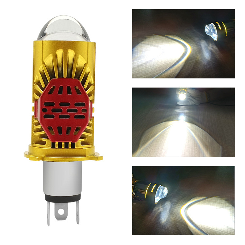 Motorcycle car LED light near and far H4 double lens focus straight insert headlight white original position Specification drawing
