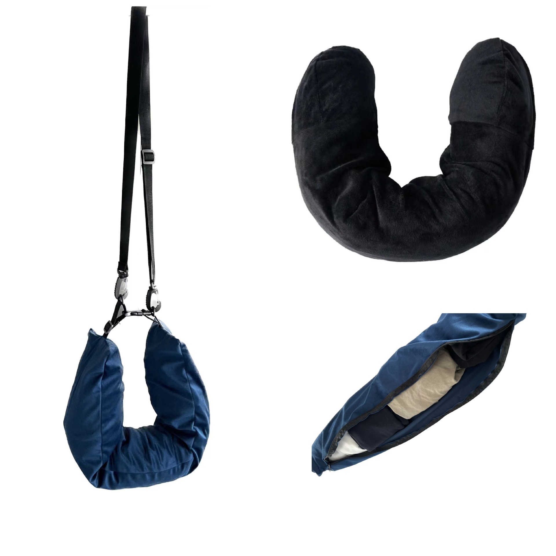 亚马逊热销收纳衣服行李枕套多功能U形枕收纳袋柔软毛绒旅行枕头