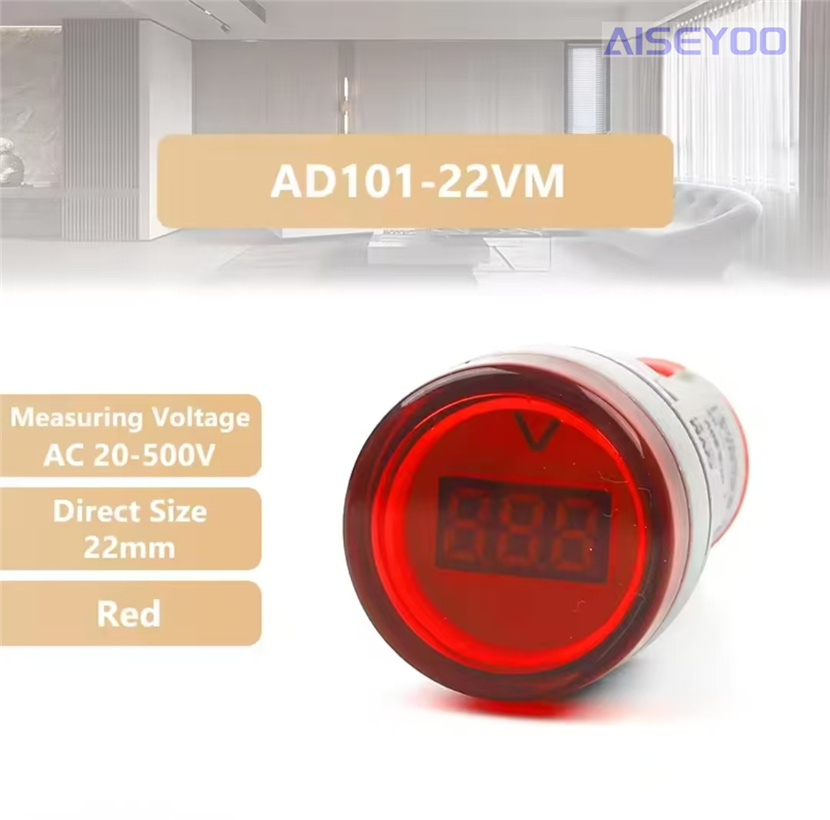 The AD101-22VM DSV is equipped with a three-digit voltage display indicator light. The AC20-500V is a red, green, yellow, blue and white small digital circular voltage meter with a voltage display indicator light pic 10