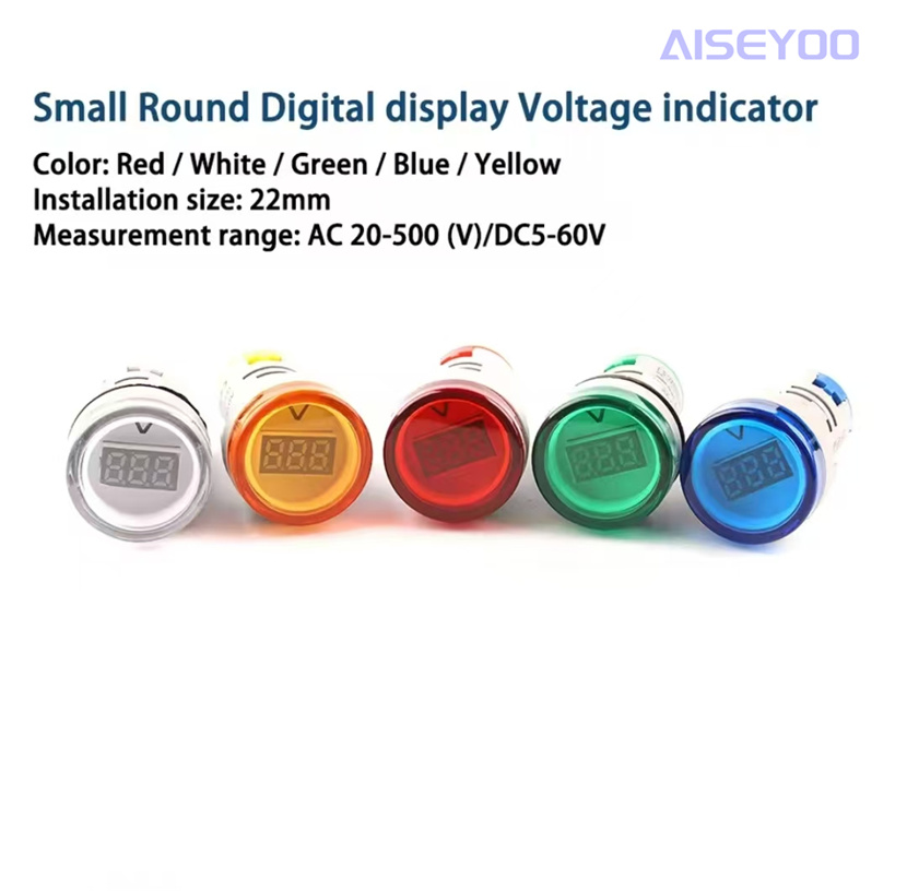 The AD101-22VM DSV is equipped with a three-digit voltage display indicator light. The AC20-500V is a red, green, yellow, blue and white small digital circular voltage meter with a voltage display indicator light details Picture