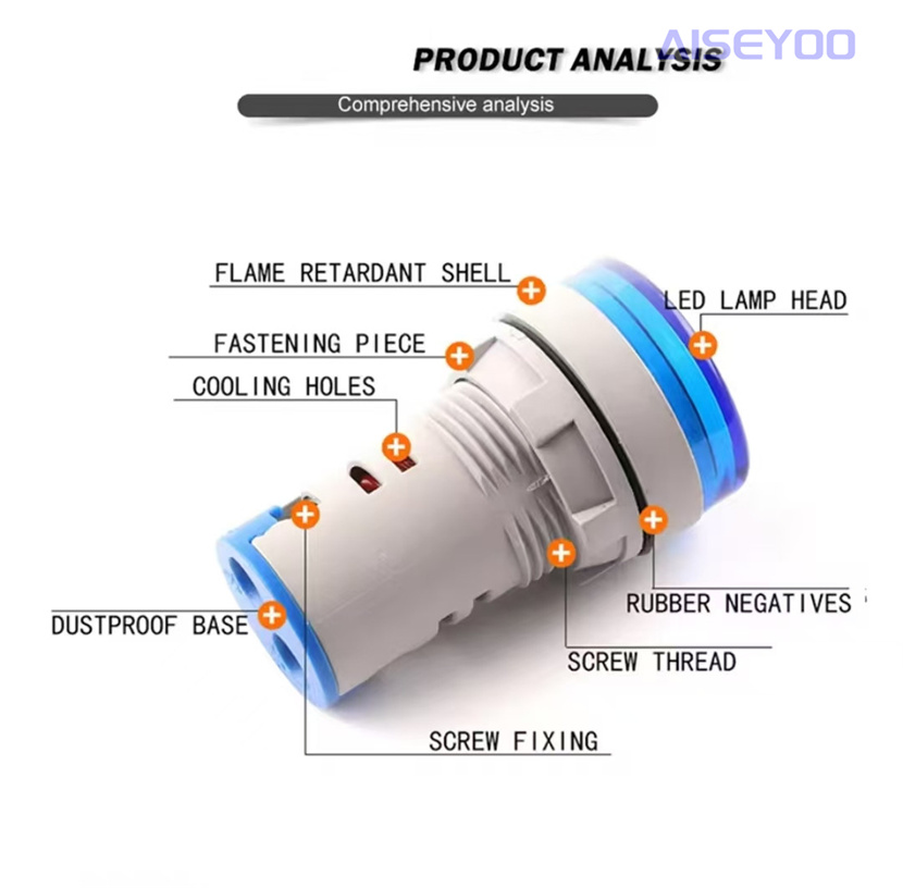 AD101-22HZ universal power frequency signal indicator light, 22mm digital Hertz meter led circular indicator light, circular digital tube high-brightness indicator light signal light details Picture