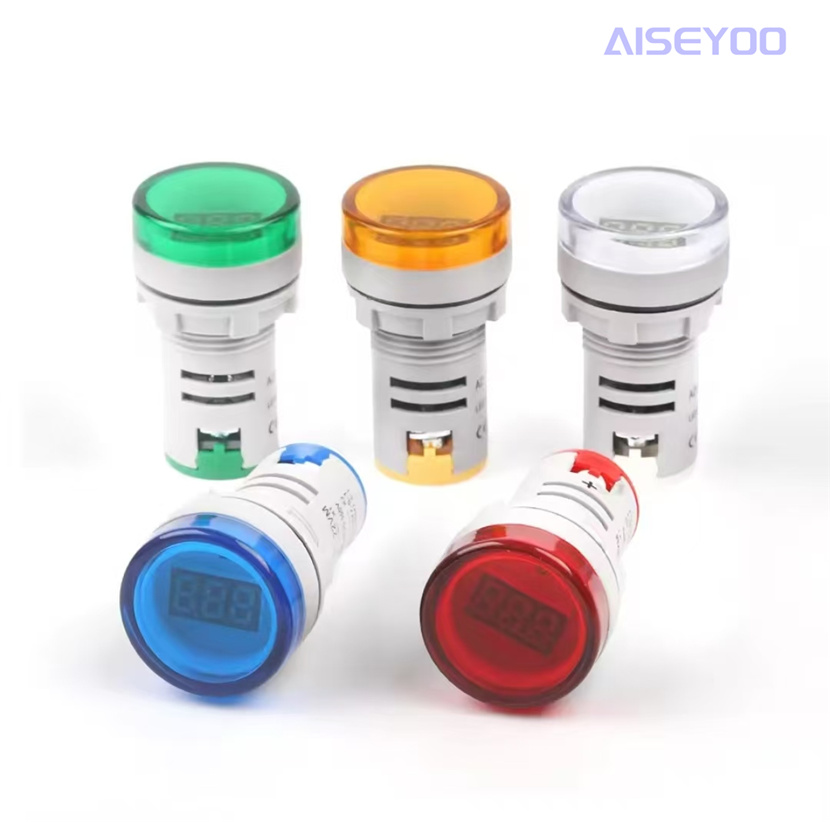 The AD101-22VM DSV is equipped with a three-digit voltage display indicator light. The AC20-500V is a red, green, yellow, blue and white small digital circular voltage meter with a voltage display indicator light Item Picture