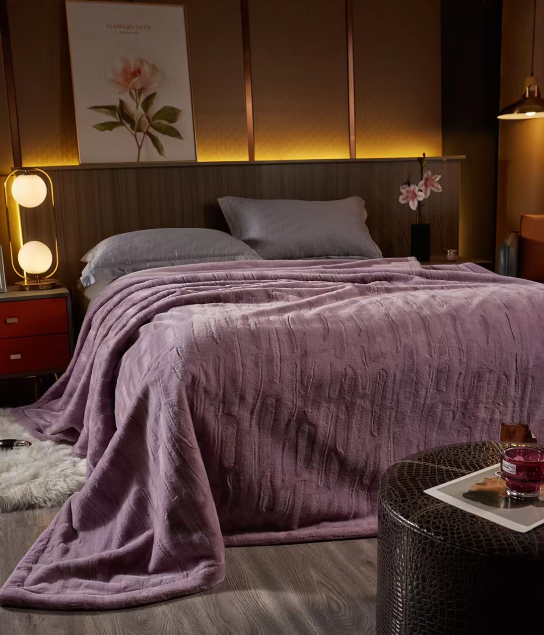 New 2025 fur blanket, solid color embossed blanket, Raschel blanket, water ripple blanket, gift single person blanket, 2.6 pic 8