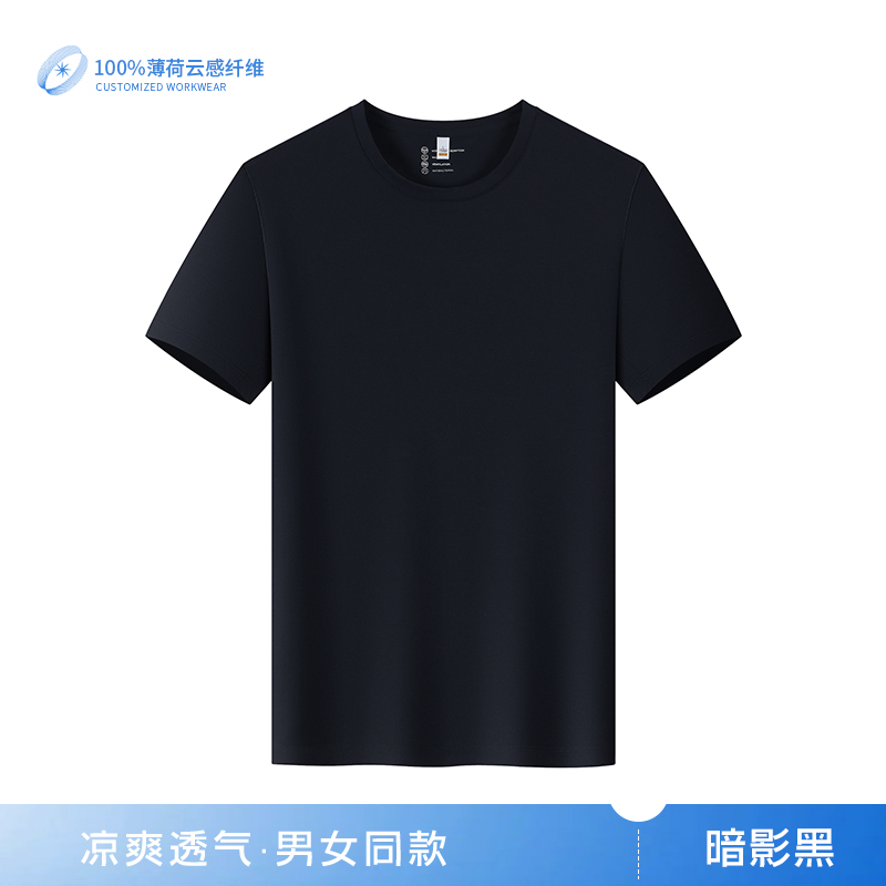 06-5619# Quick-drying round-neck plain weave T-shirt, men's and women's work clothes, short-sleeved work clothes, pure cotton team-building advertisement, custom-made advertisement shirt, team clothing, printed logo - 69