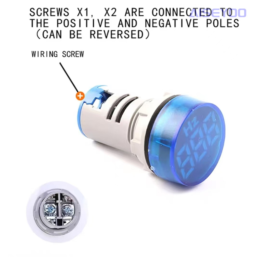 AD101-22HZ universal power frequency signal indicator light, 22mm digital Hertz meter led circular indicator light, circular digital tube high-brightness indicator light signal light Specification image